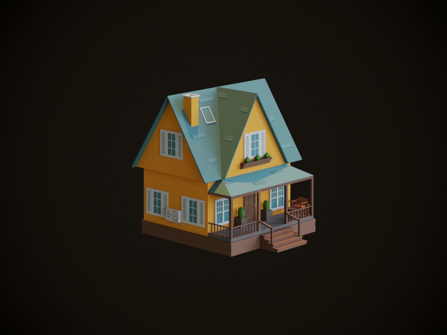 Cartoon Houses 3D model_6
