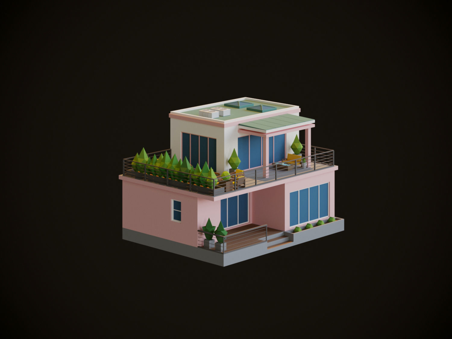 Cartoon Houses 3D model_3