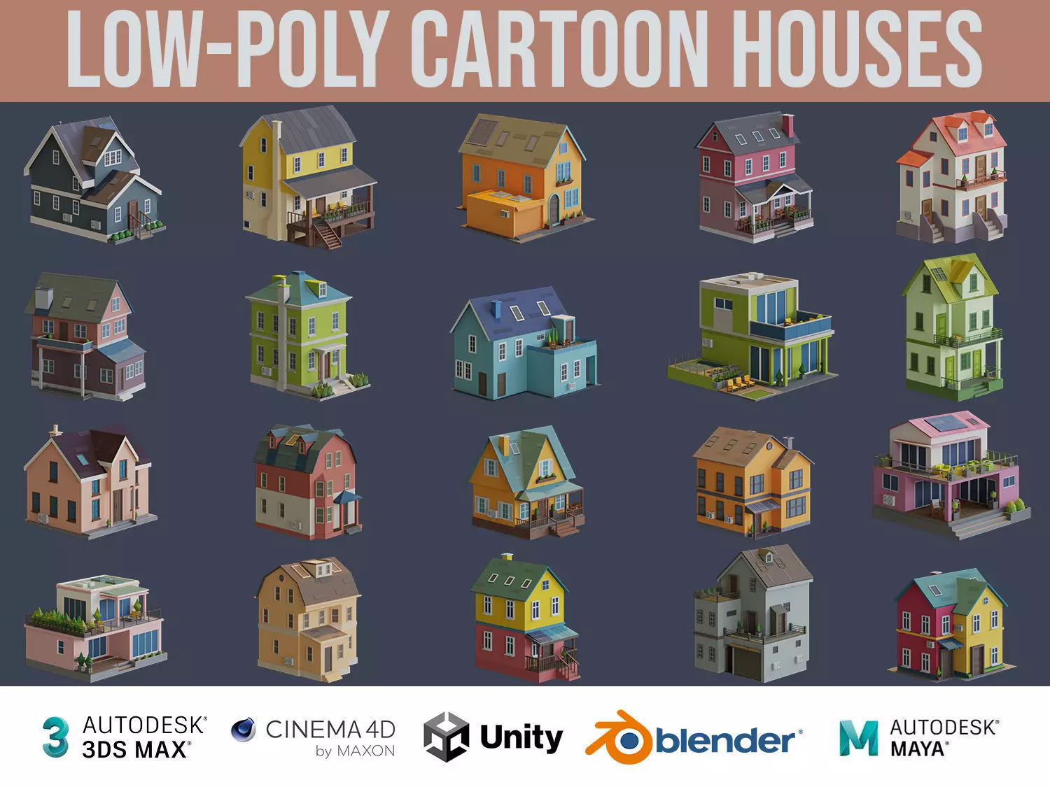 Cartoon Houses 3D model_0