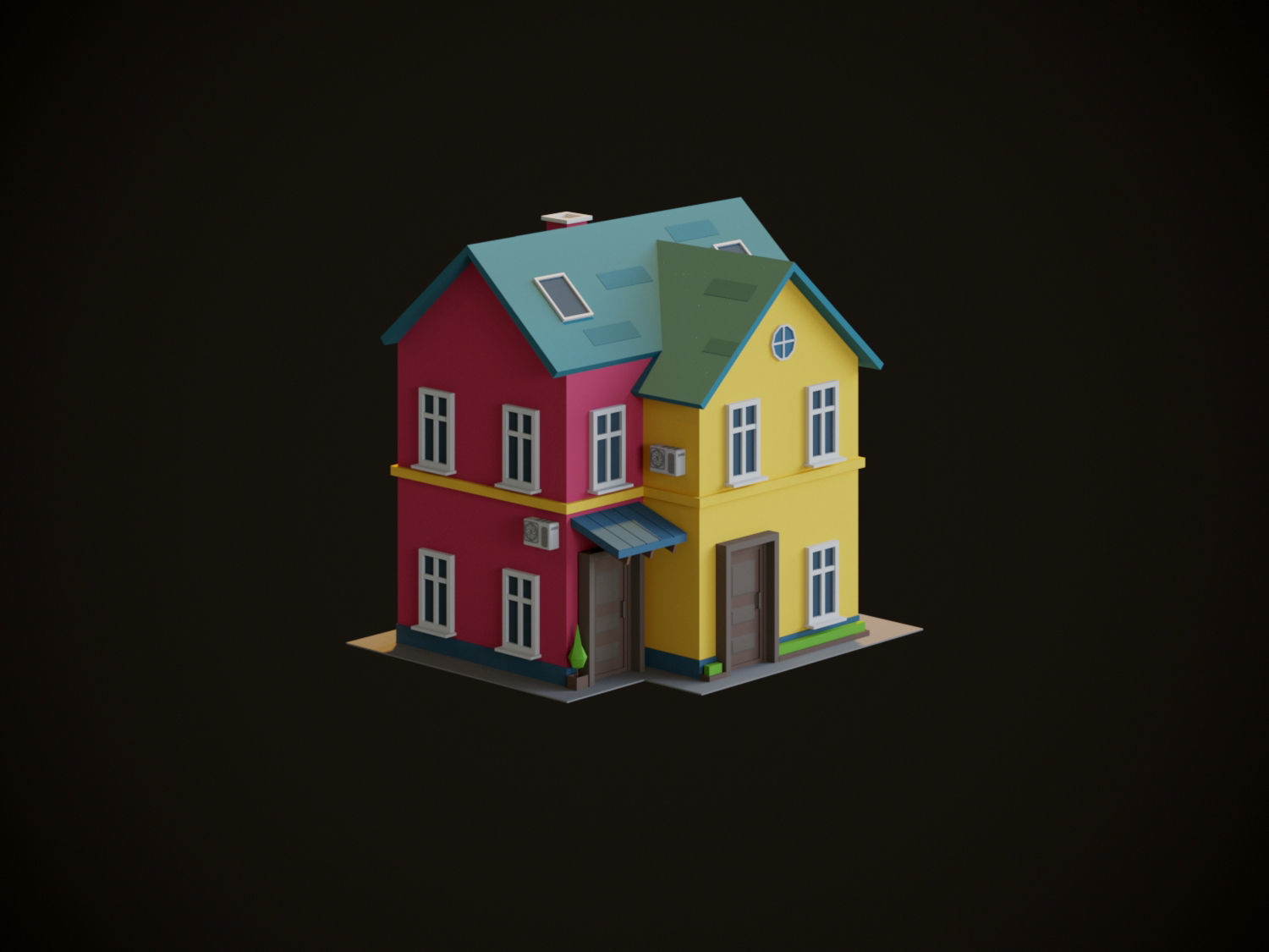 Cartoon Houses 3D model_12