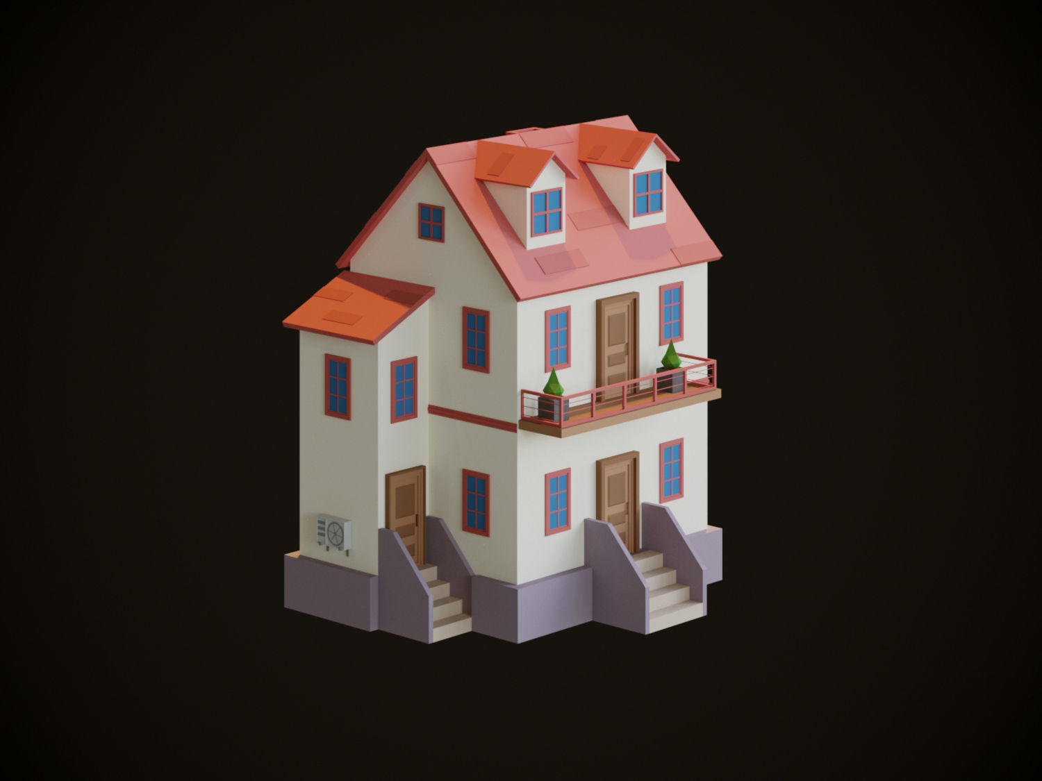 Cartoon Houses 3D model_19