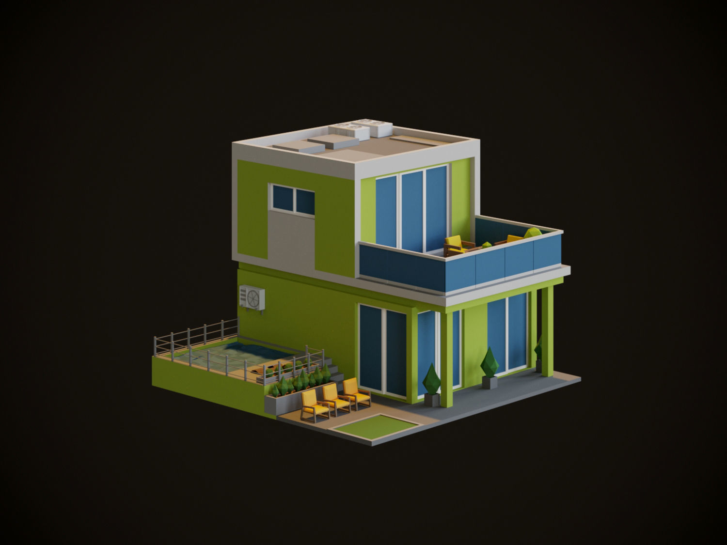 Cartoon Houses 3D model_4
