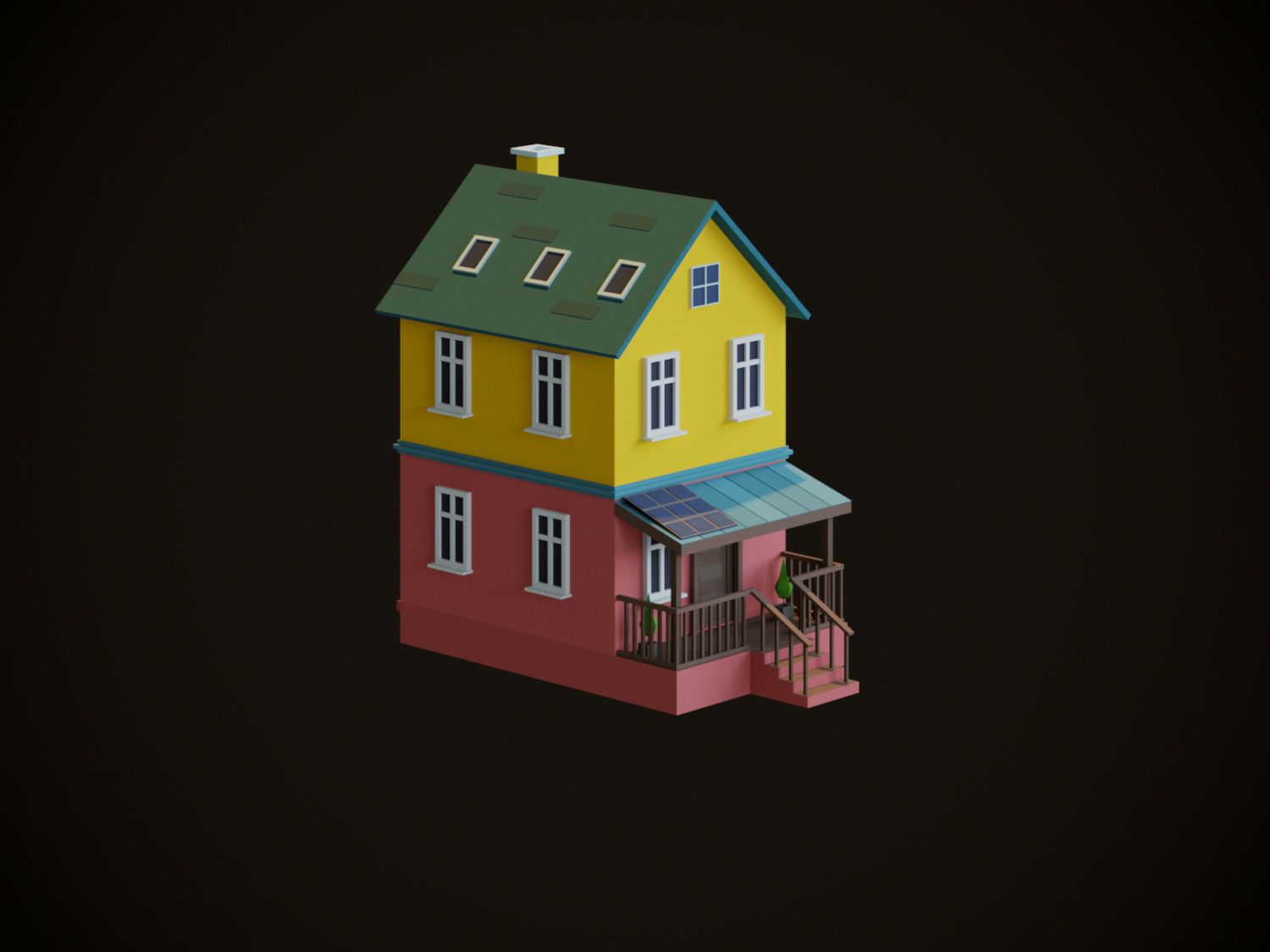 Cartoon Houses 3D model_10