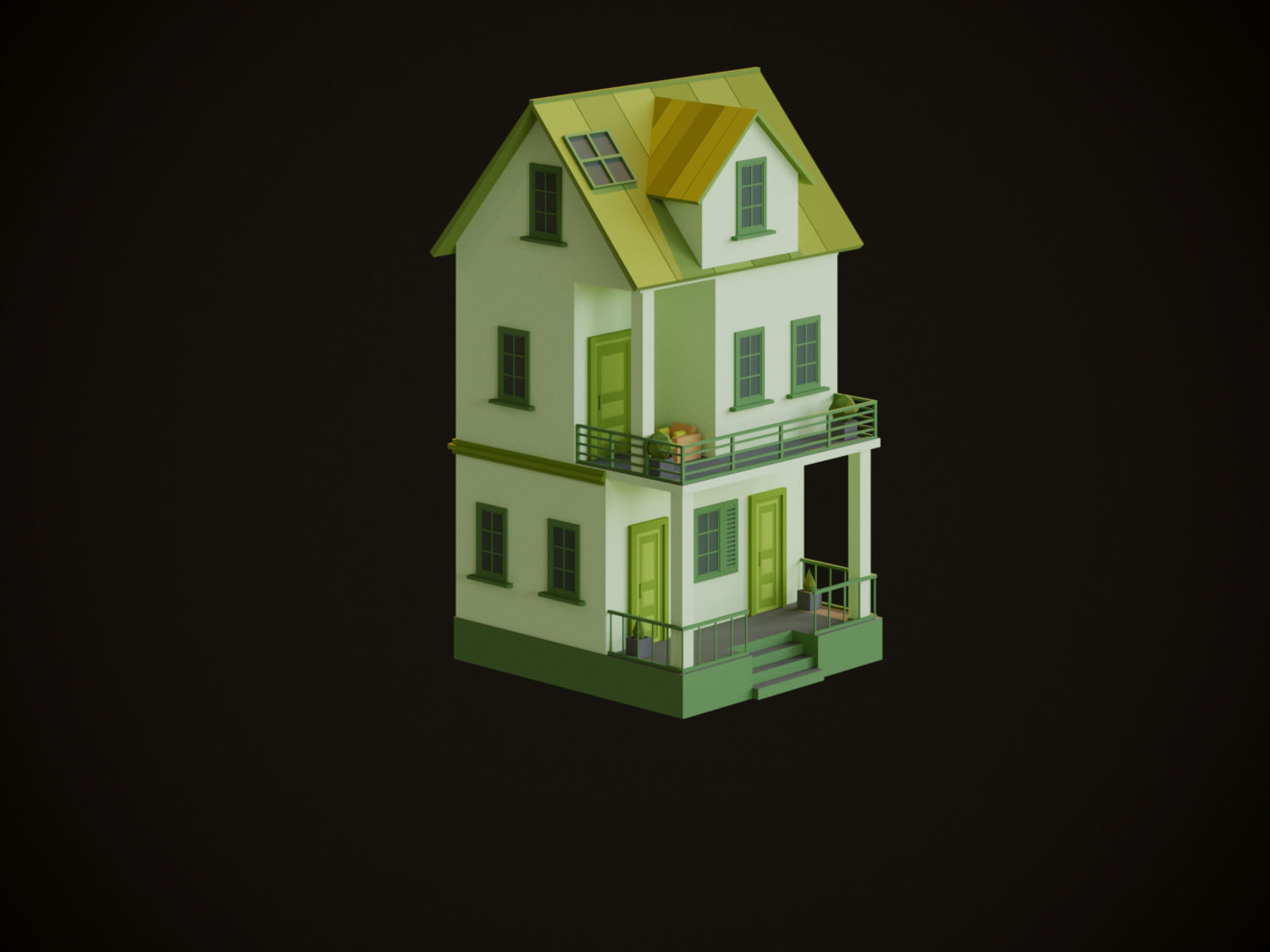 Cartoon Houses 3D model_2