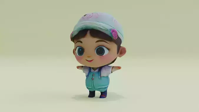 Character Girl Child Kid Baby Cartoon T-pose