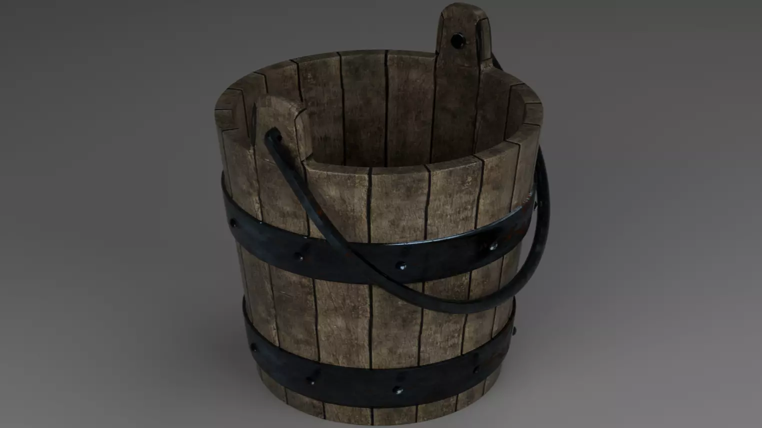 Wooden bucket Free low-poly 3D model