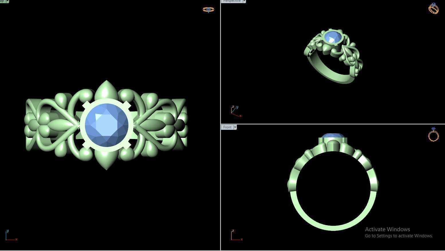 50 SINGLE STONE RING CLOSE SETTING  3D print model_11