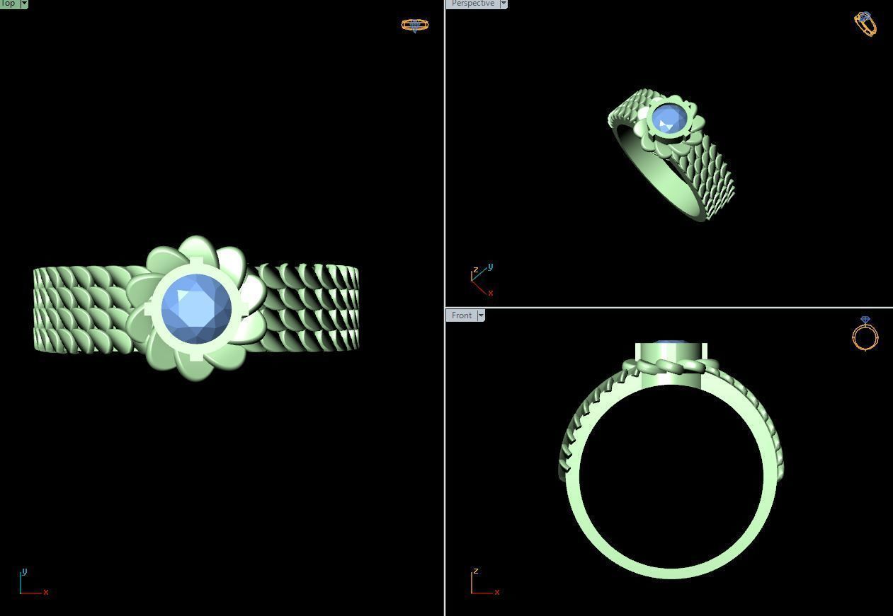 50 SINGLE STONE RING CLOSE SETTING  3D print model_40
