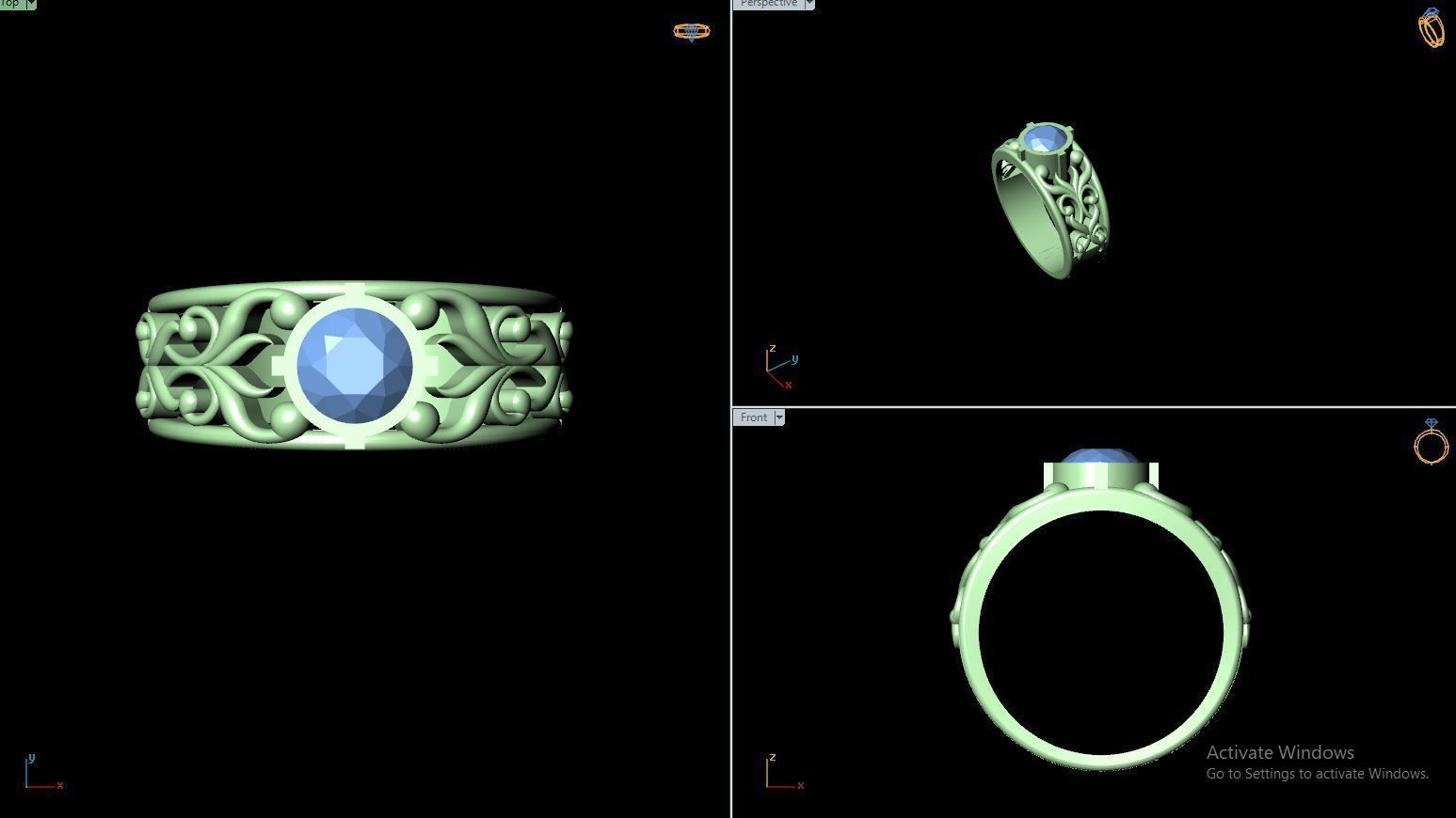 50 SINGLE STONE RING CLOSE SETTING  3D print model_7