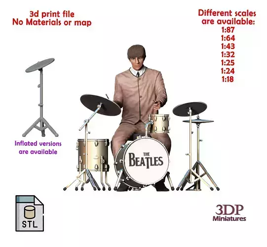N4 THE BEATLES RINGO STARR ALL PARTS ARE SEPARATED 3D print model