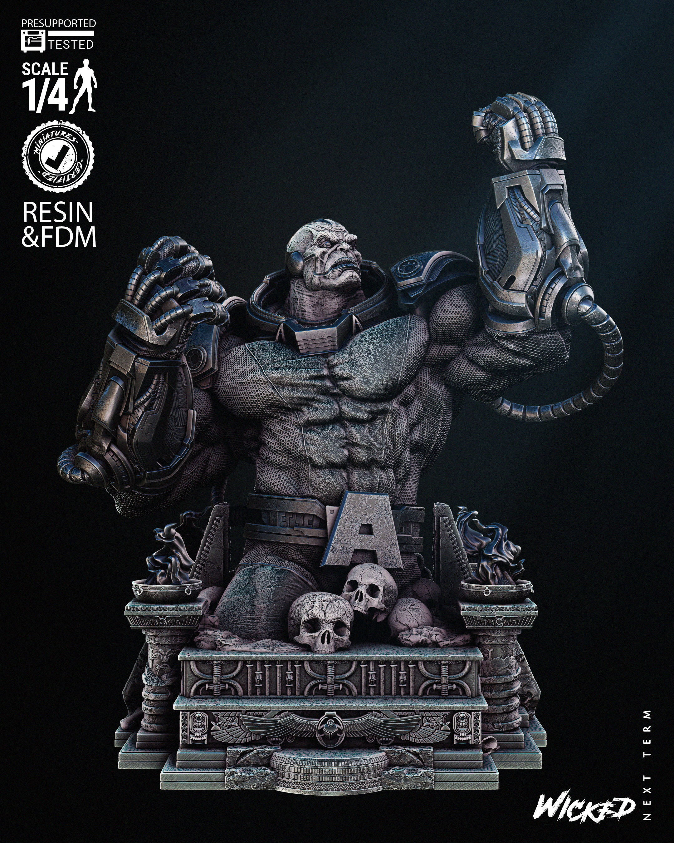 Wicked Marvel Apocalypse Bust Tested for 3D printing 3D print model_3