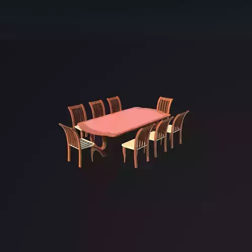 wooden dining table 3D model