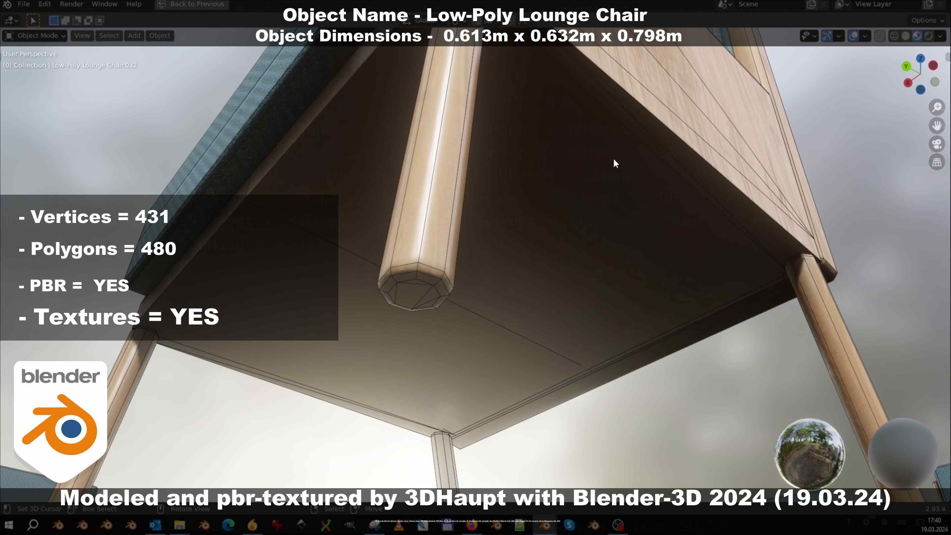 Low-Poly Lounge Chair Low-poly 3D model_88