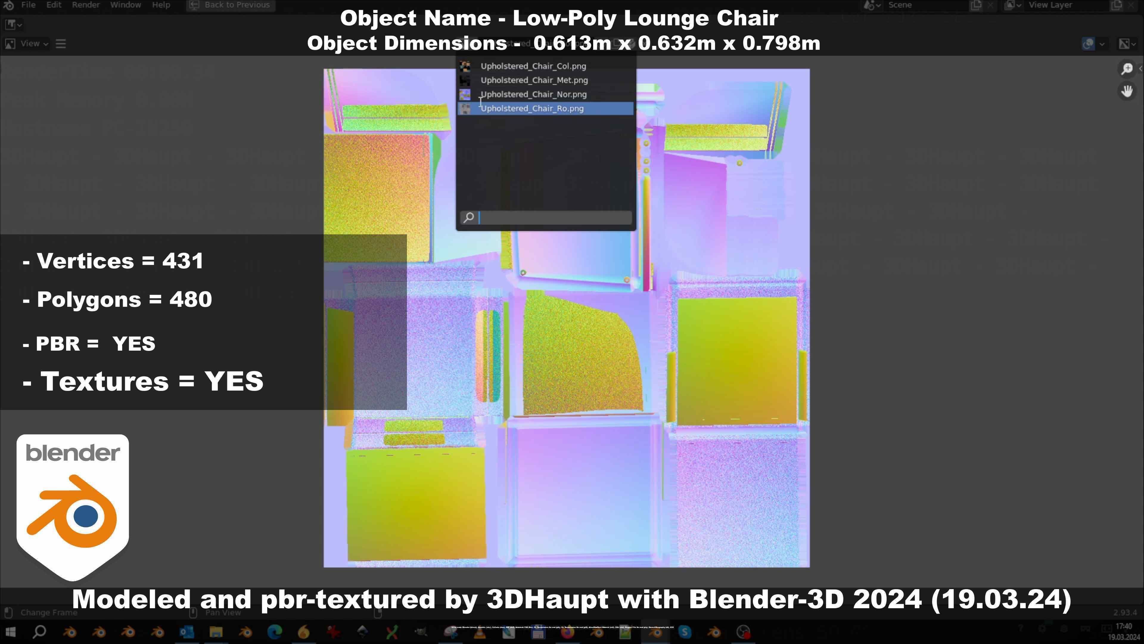 Low-Poly Lounge Chair Low-poly 3D model_37
