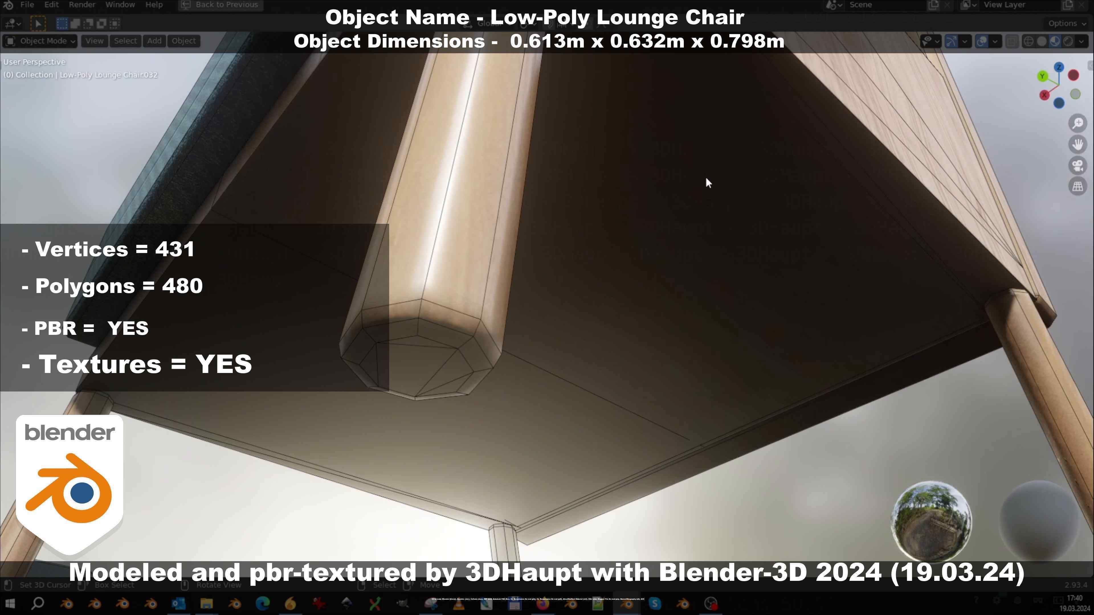 Low-Poly Lounge Chair Low-poly 3D model_29