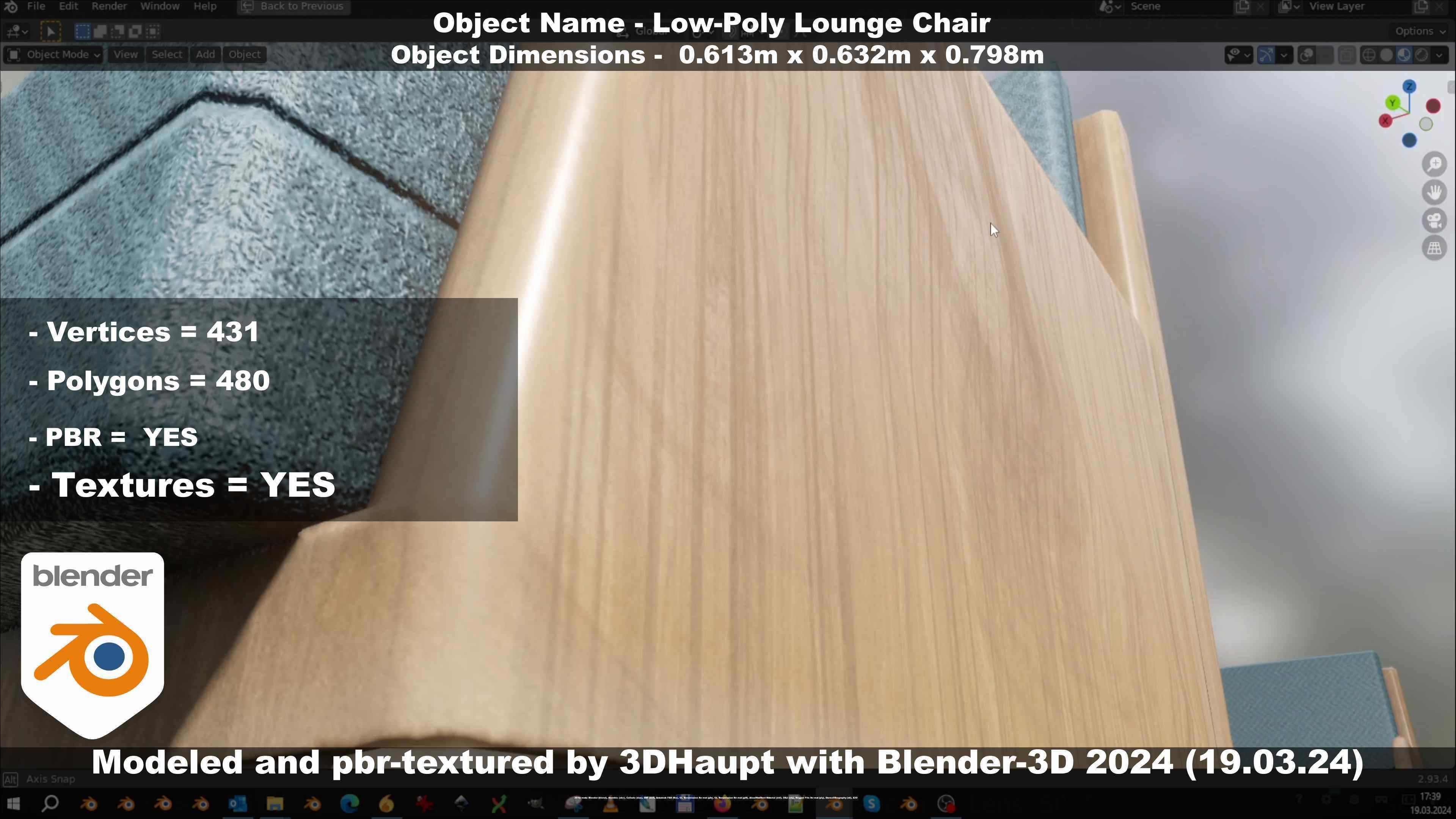 Low-Poly Lounge Chair Low-poly 3D model_58