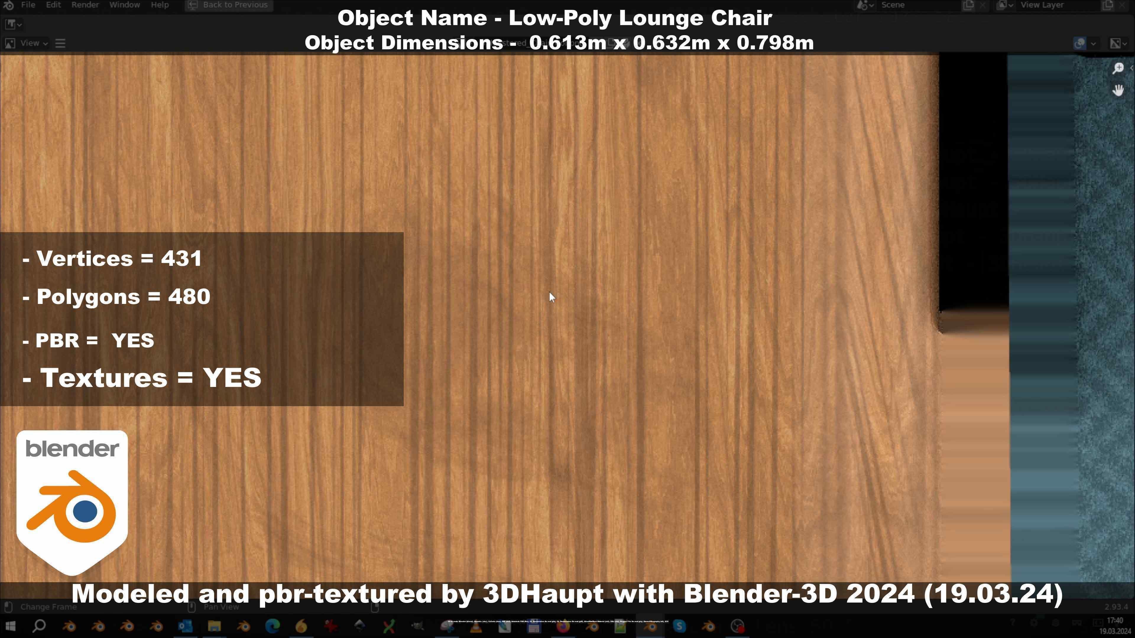 Low-Poly Lounge Chair Low-poly 3D model_35