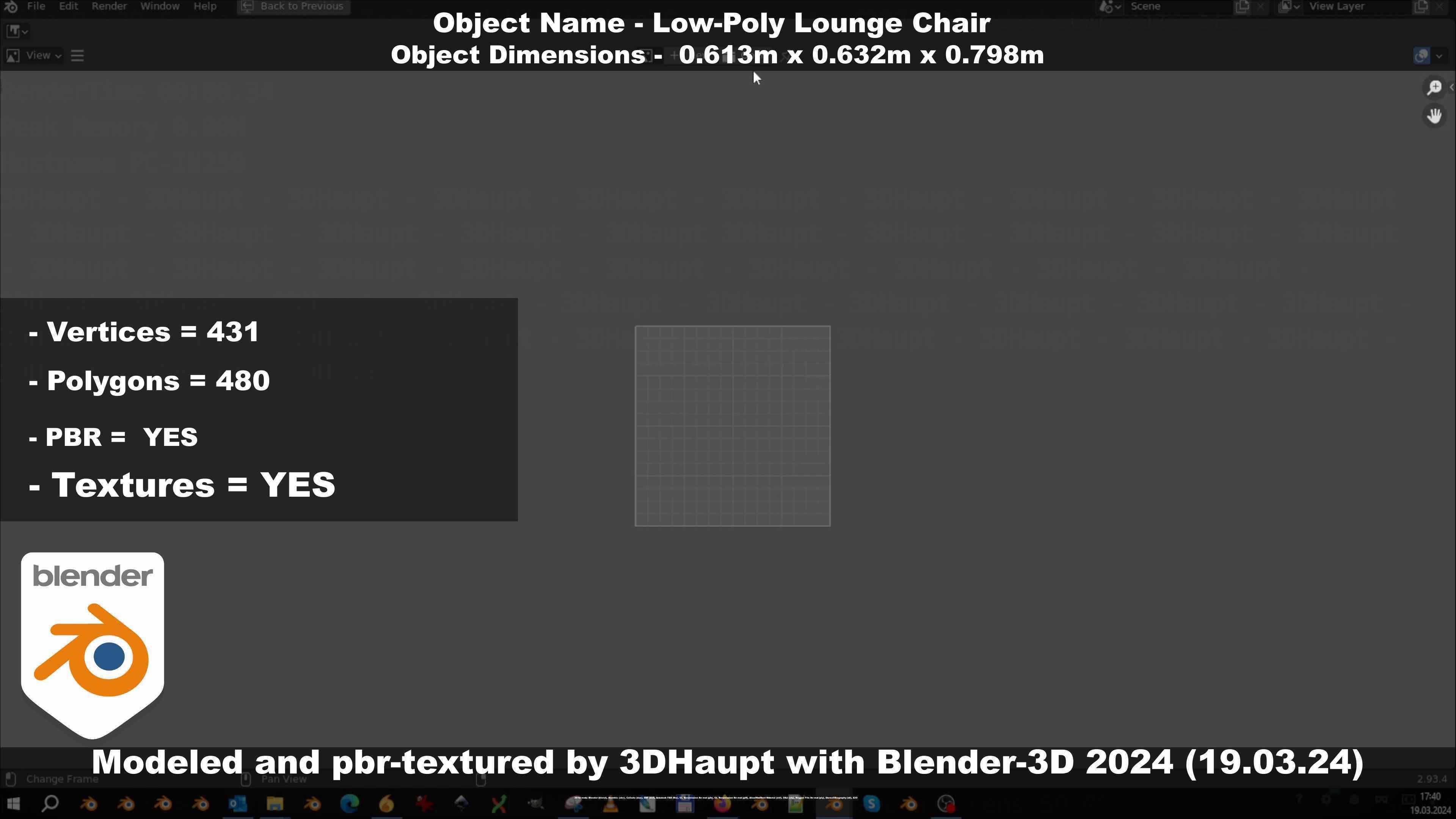 Low-Poly Lounge Chair Low-poly 3D model_96