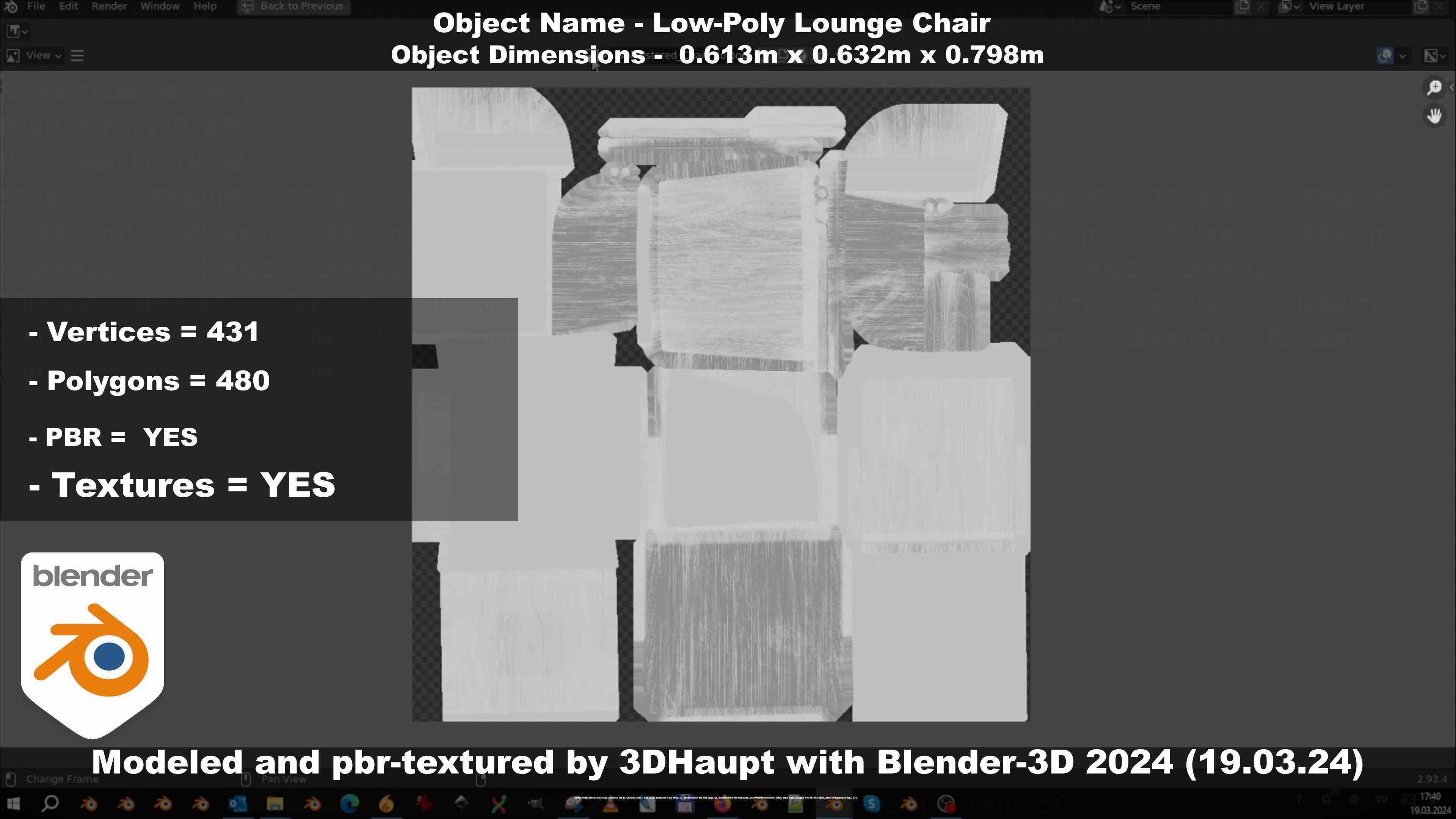 Low-Poly Lounge Chair Low-poly 3D model_106