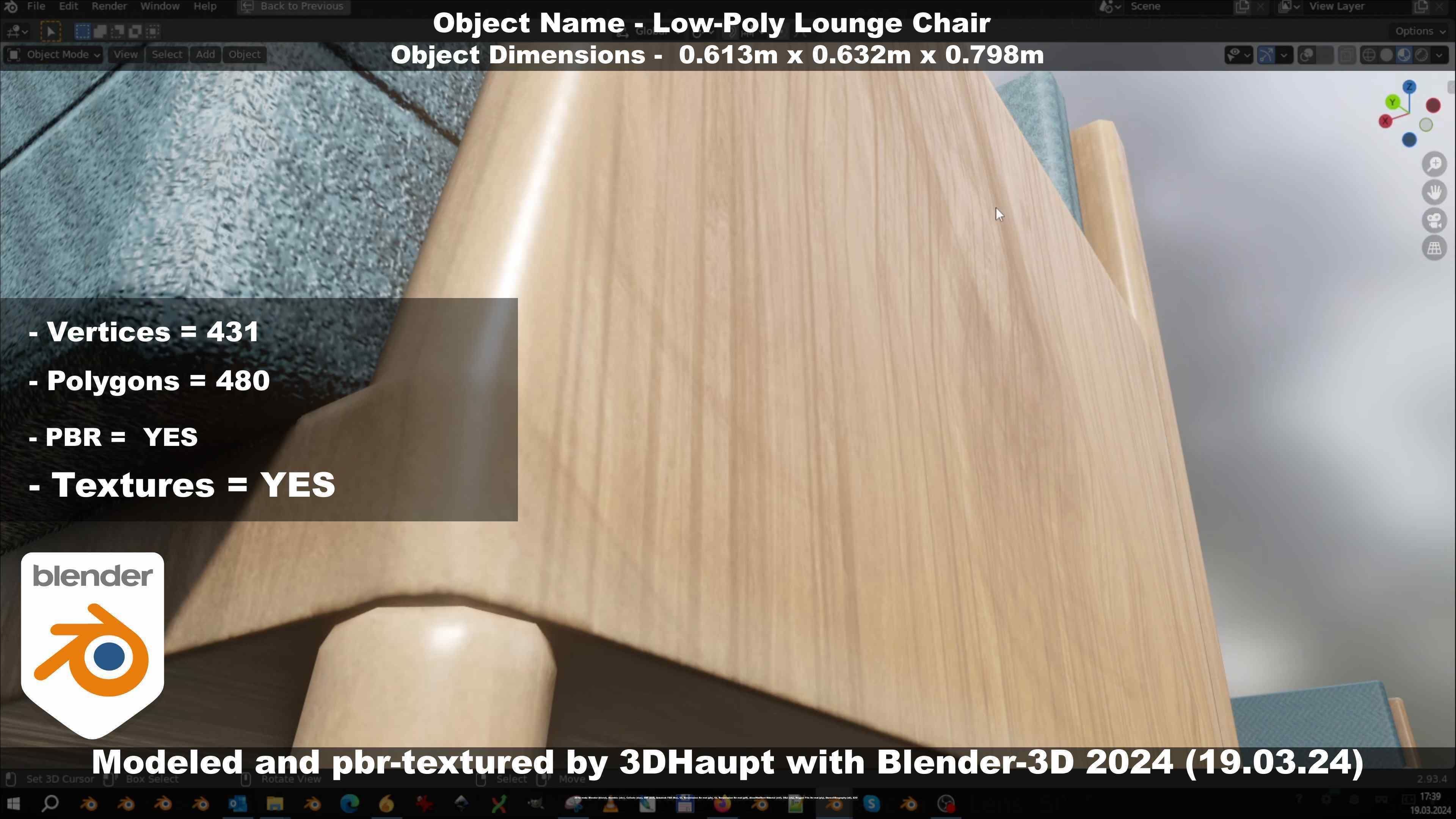 Low-Poly Lounge Chair Low-poly 3D model_54