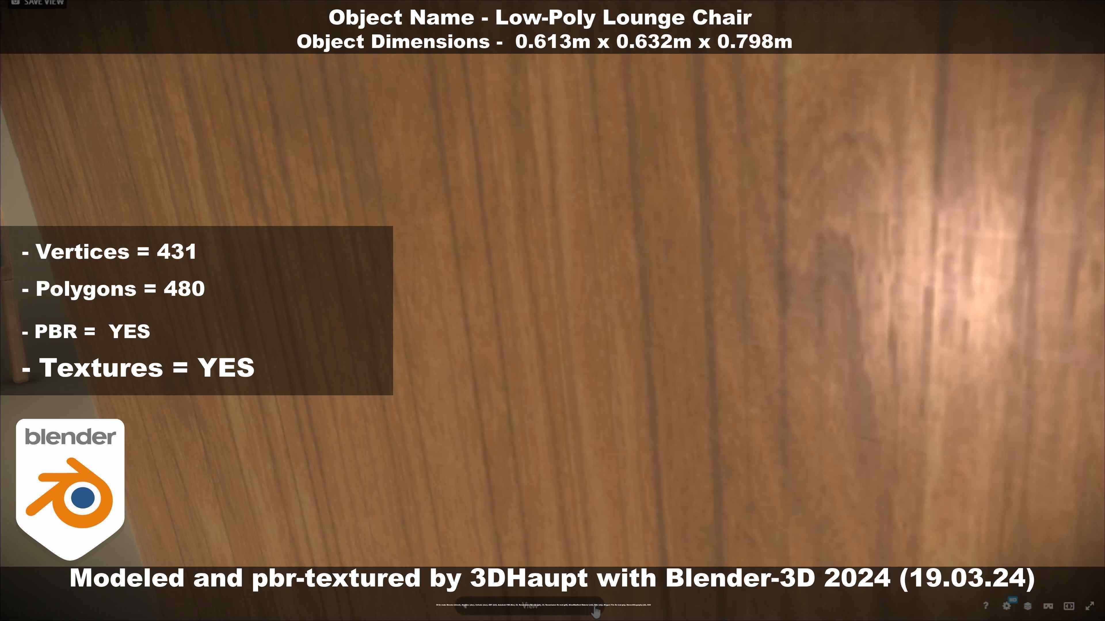 Low-Poly Lounge Chair Low-poly 3D model_118