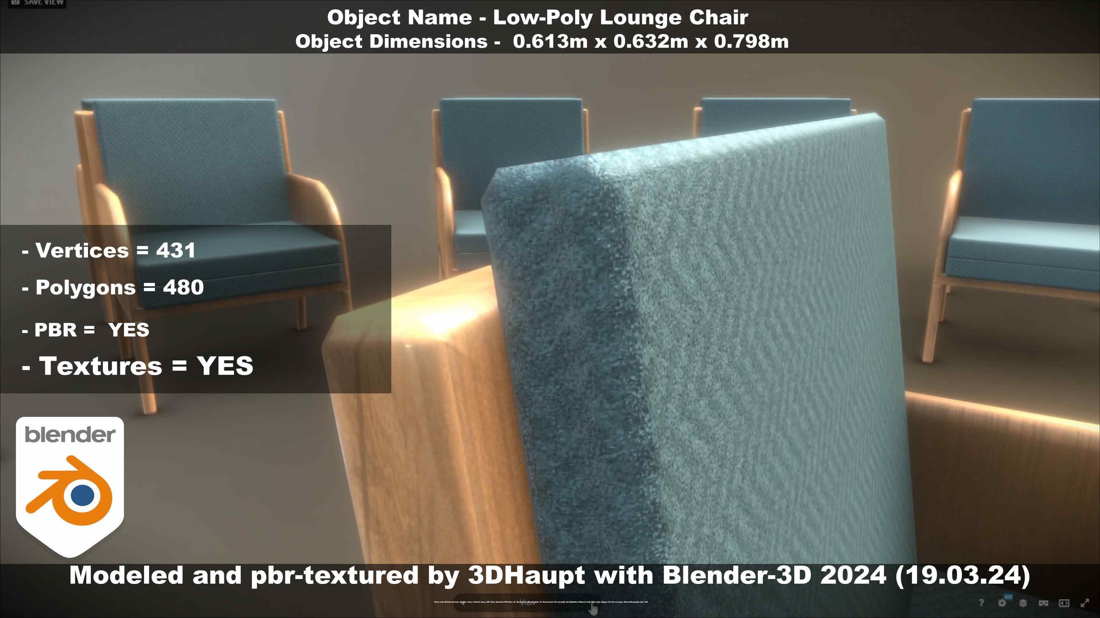 Low-Poly Lounge Chair Low-poly 3D model_117