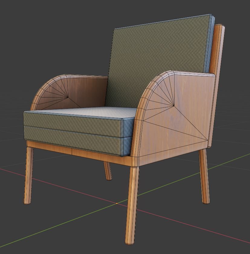 Low-Poly Lounge Chair Low-poly 3D model_3