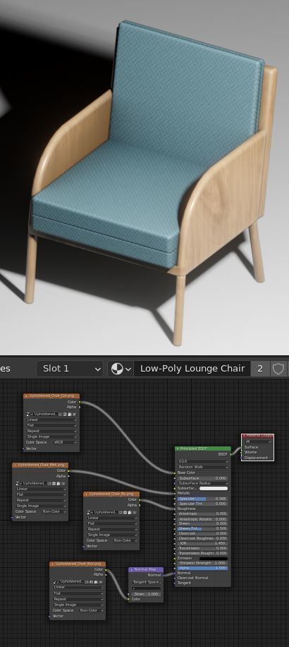 Low-Poly Lounge Chair Low-poly 3D model_17
