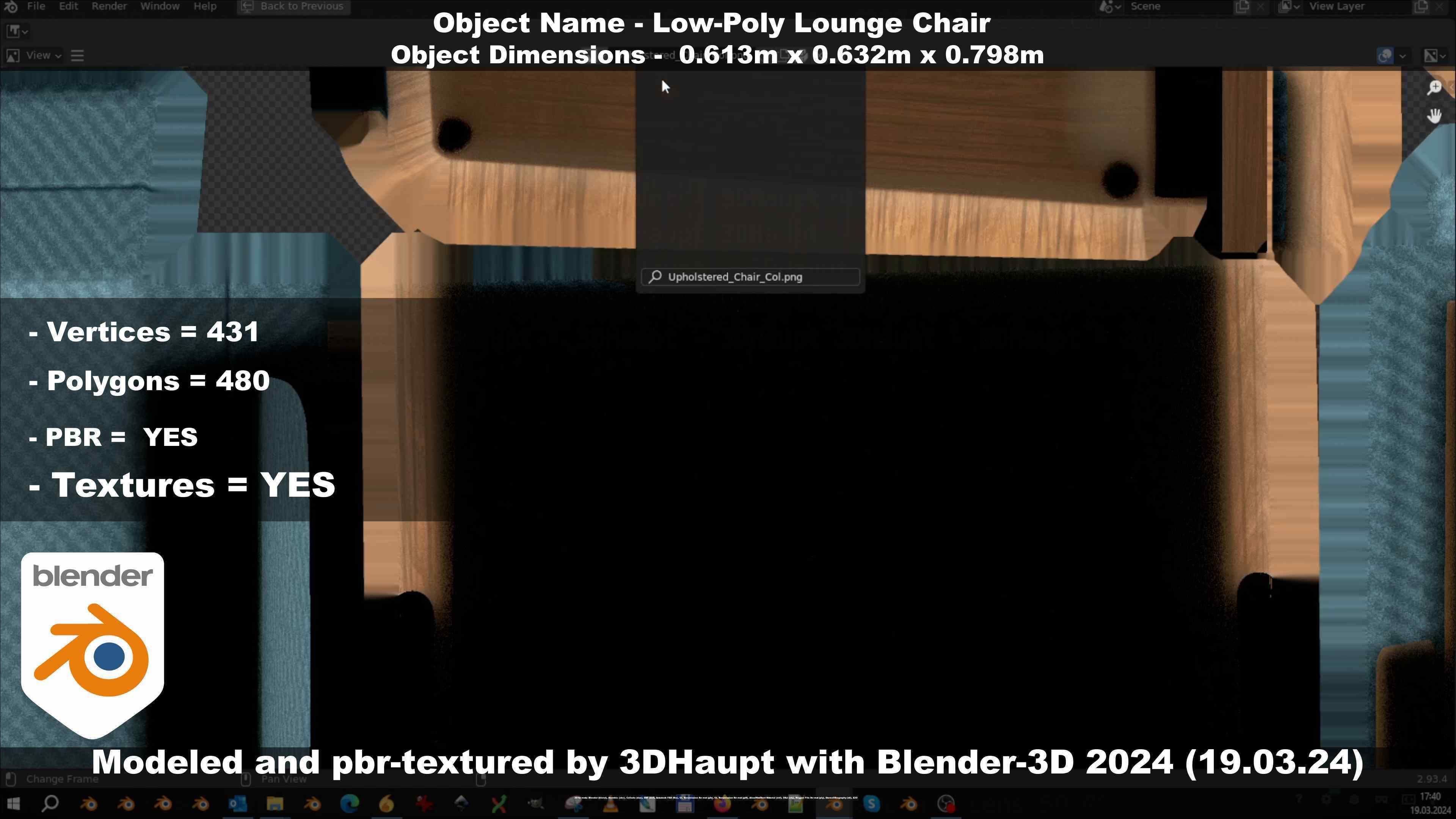 Low-Poly Lounge Chair Low-poly 3D model_97