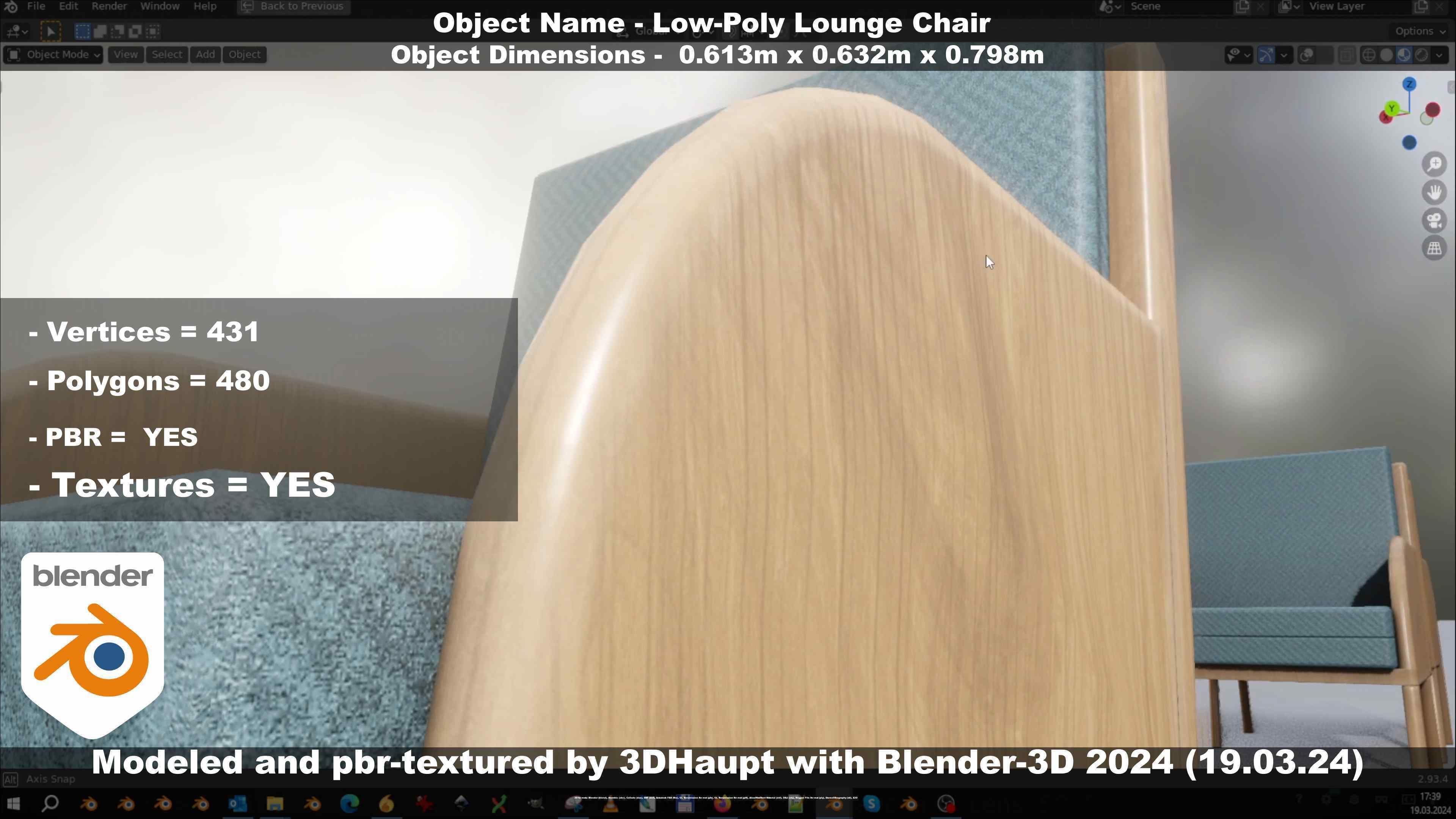 Low-Poly Lounge Chair Low-poly 3D model_55