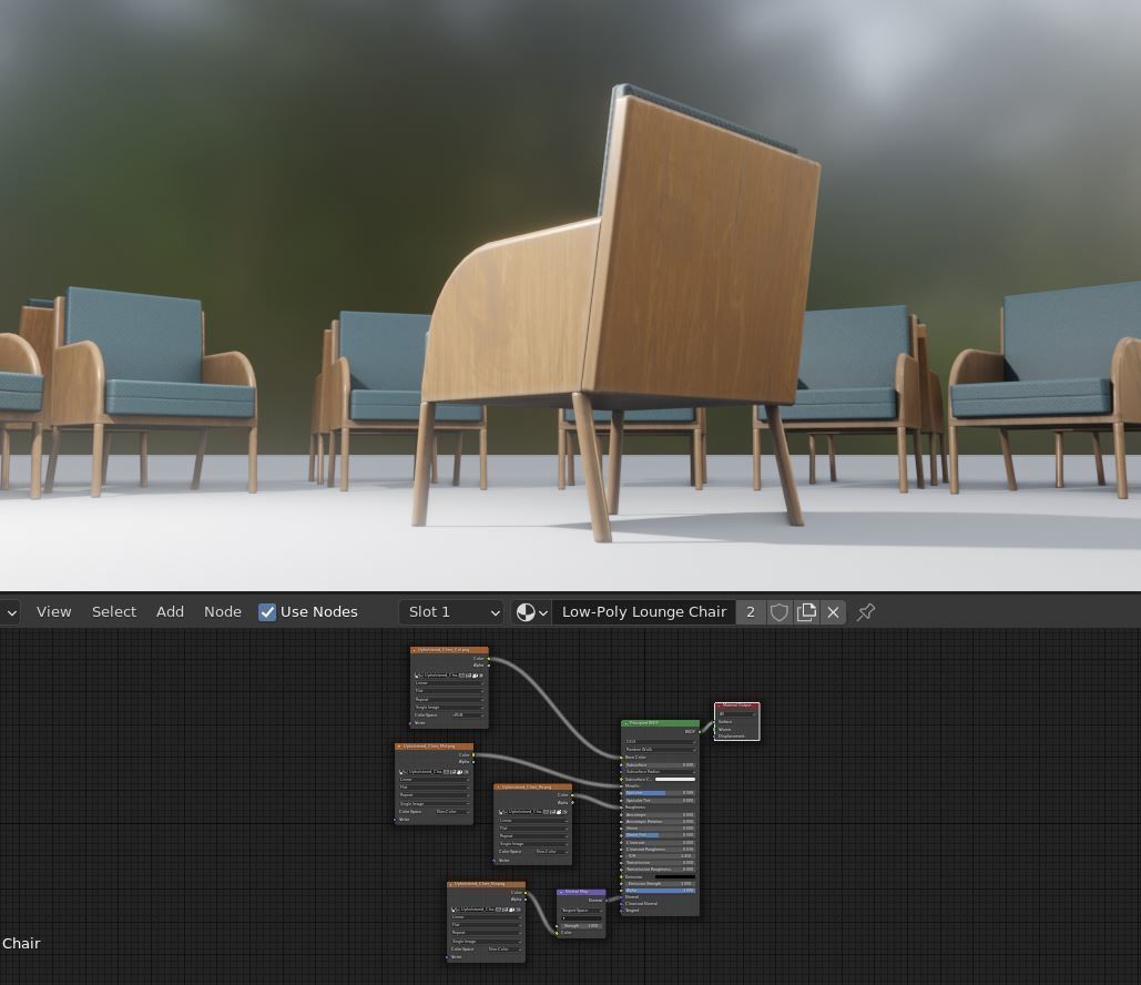 Low-Poly Lounge Chair Low-poly 3D model_9