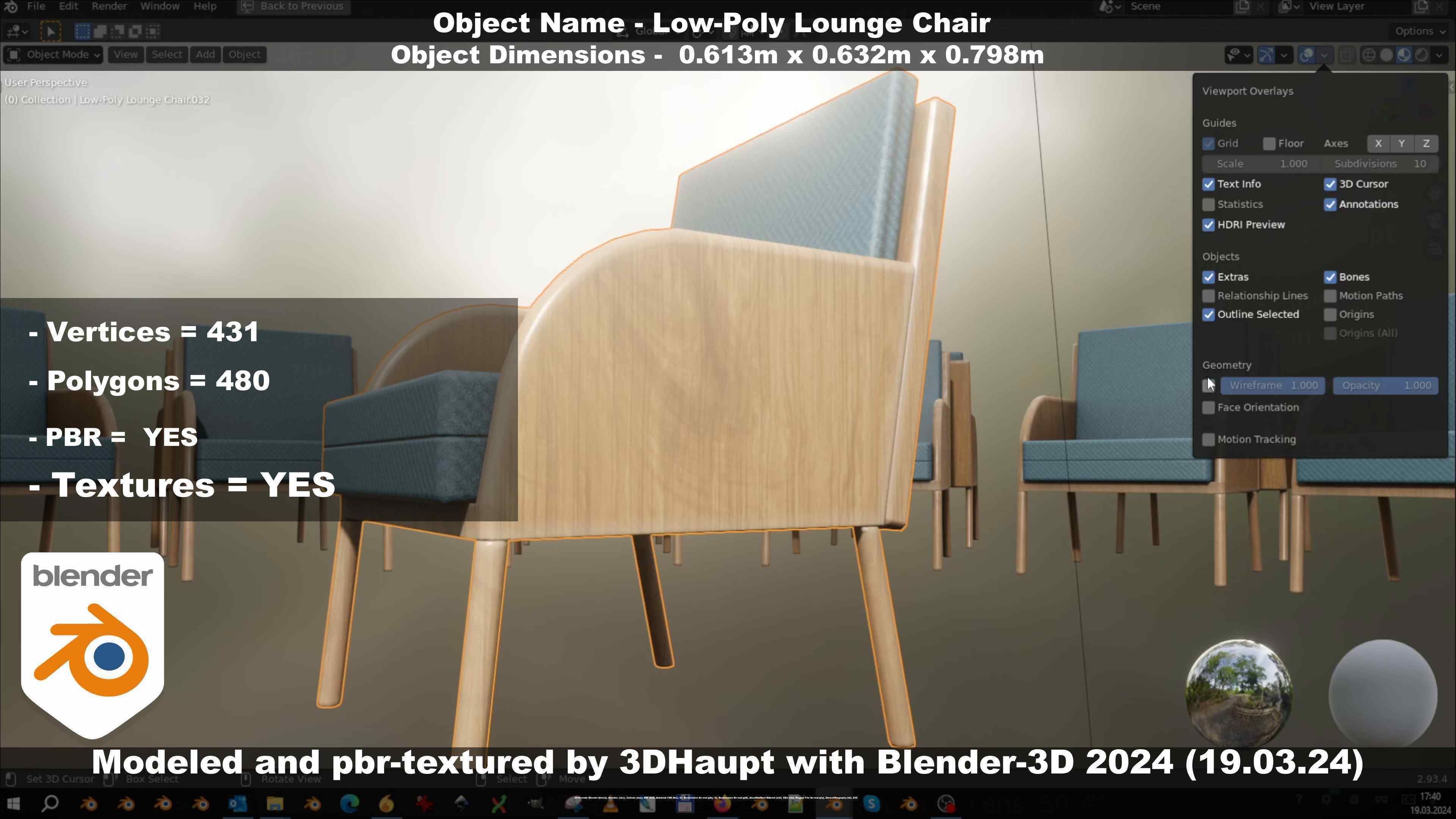 Low-Poly Lounge Chair Low-poly 3D model_79