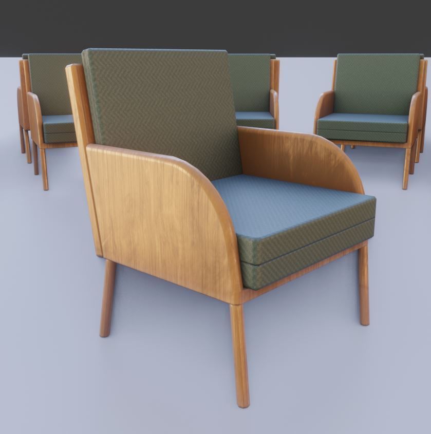 Low-Poly Lounge Chair Low-poly 3D model_2