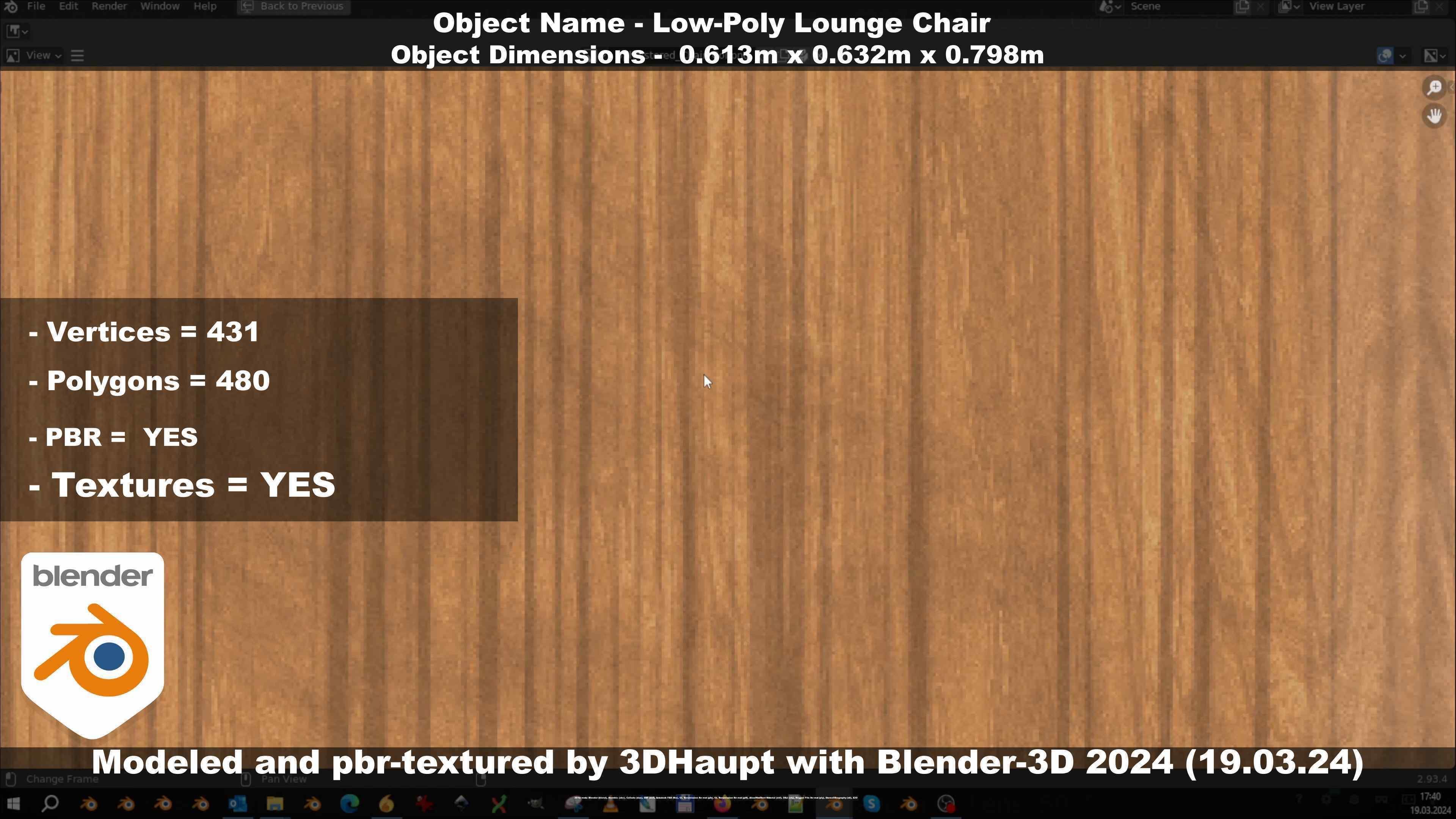 Low-Poly Lounge Chair Low-poly 3D model_100