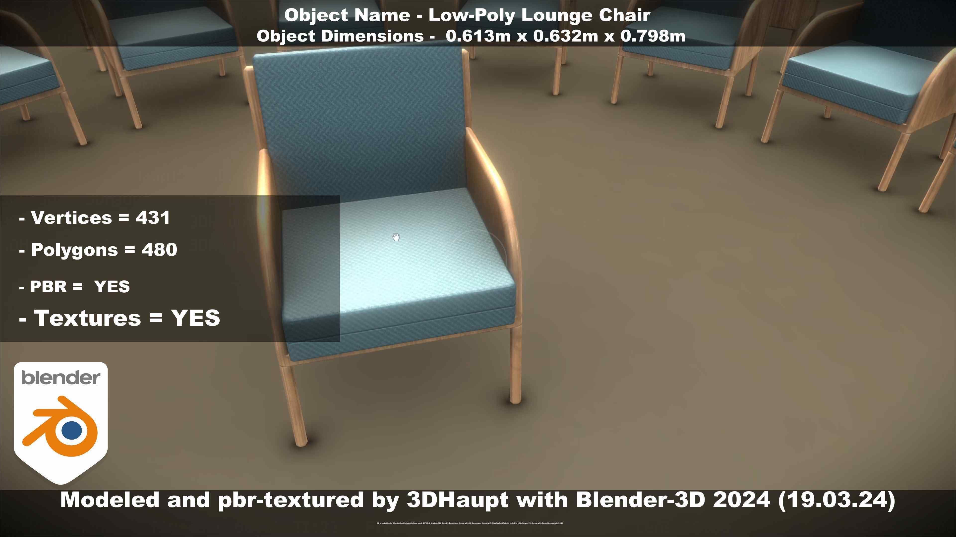 Low-Poly Lounge Chair Low-poly 3D model_43
