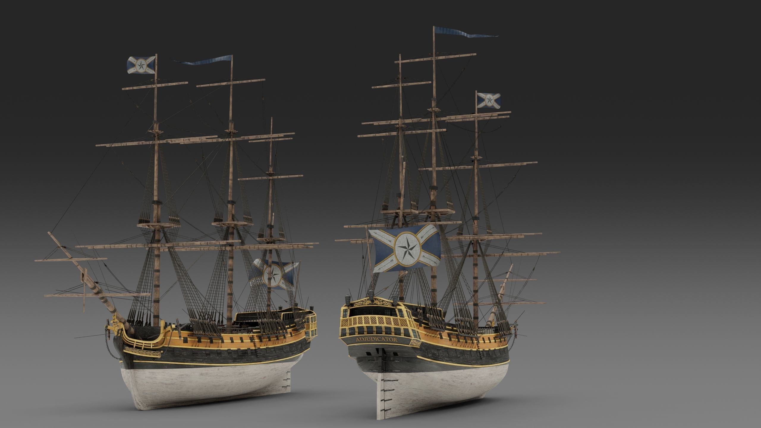 18th Century Man of War 3D model_1