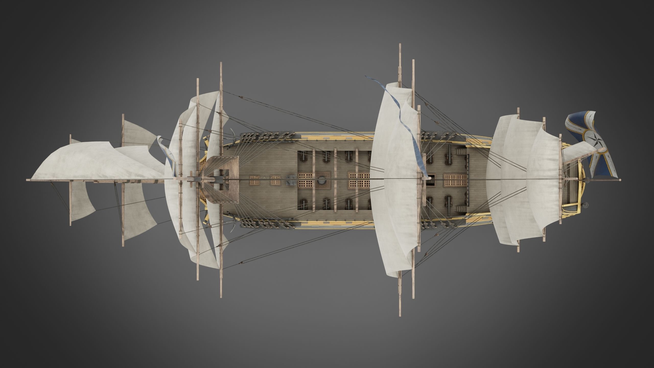 18th Century Man of War 3D model_2