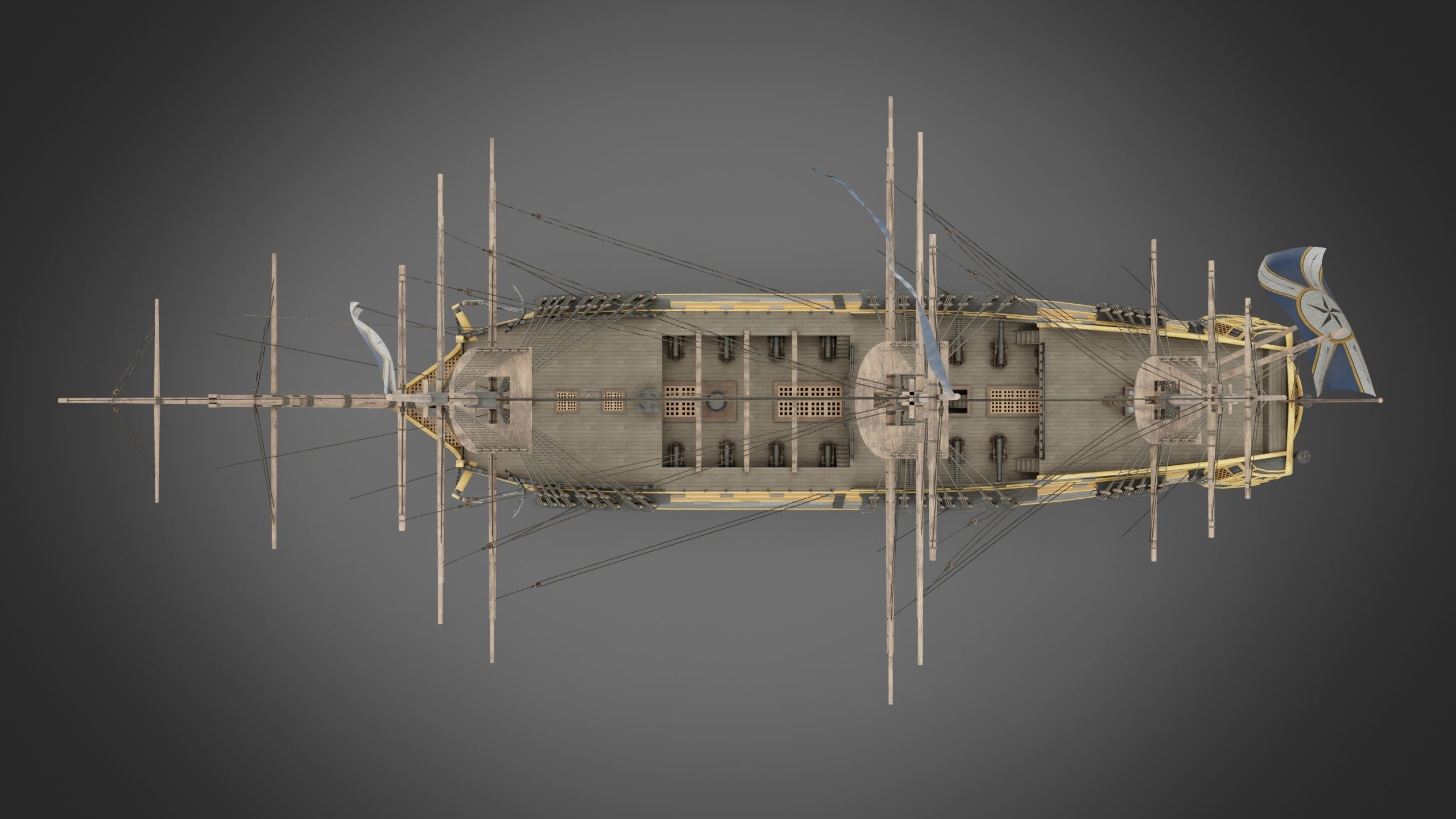 18th Century Man of War 3D model_3