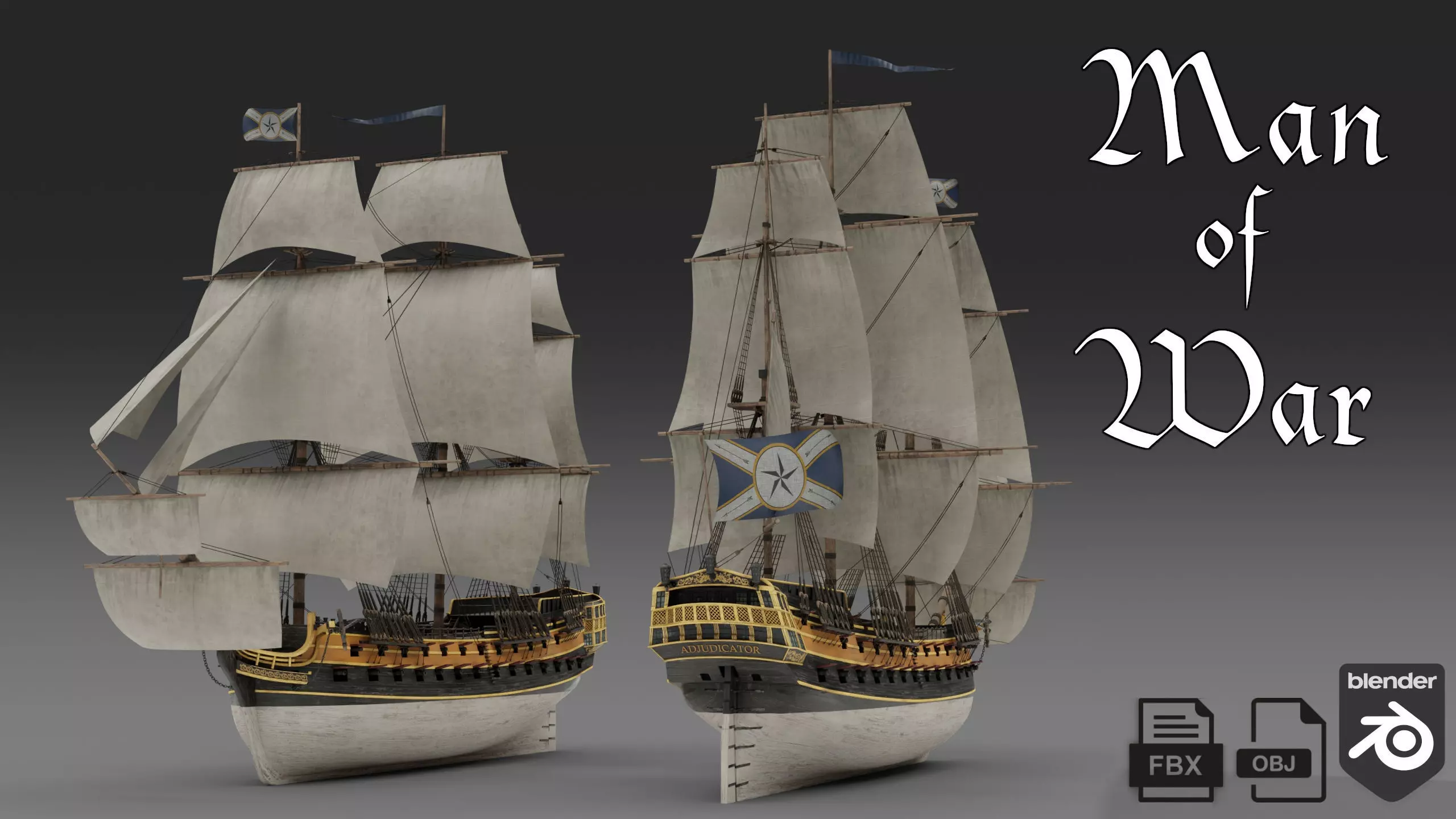 18th Century Man of War 3D model_0