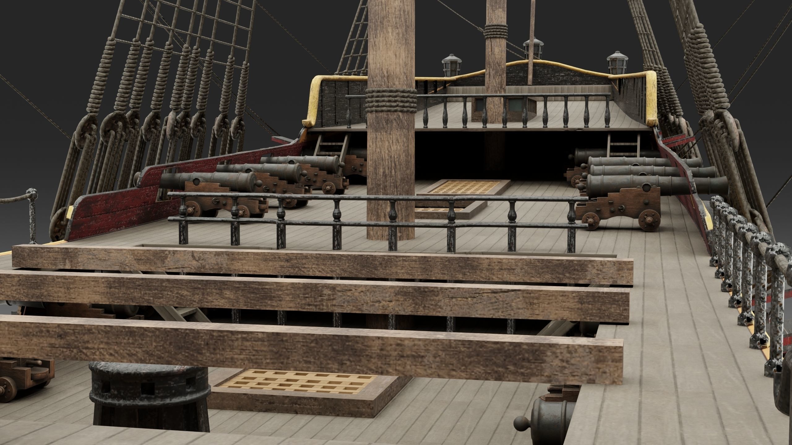 18th Century Man of War 3D model_14