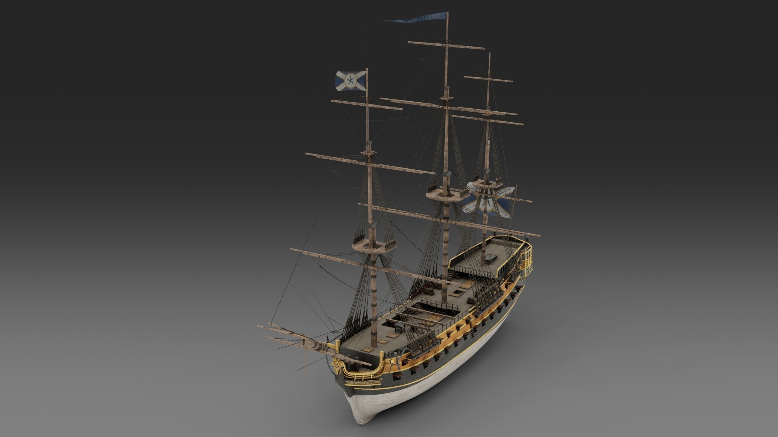 18th Century Man of War 3D model_13