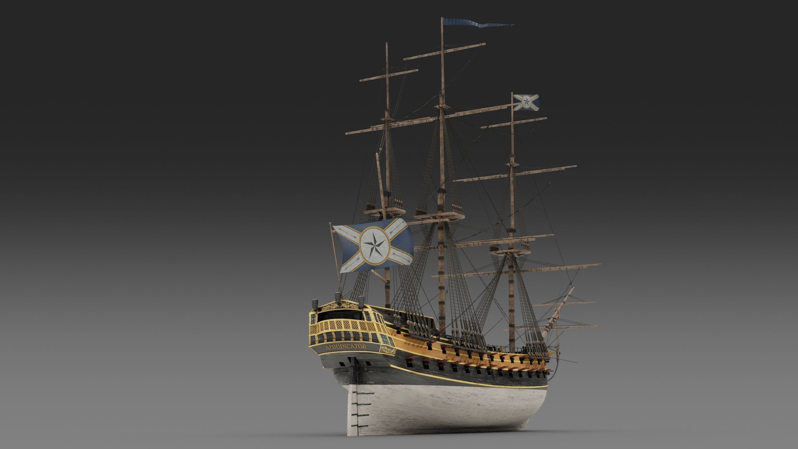 18th Century Man of War 3D model_10