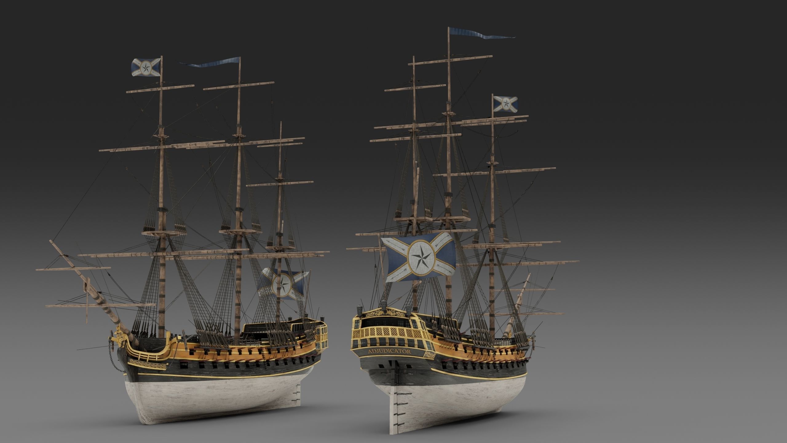 18th Century Man of War 3D model_5