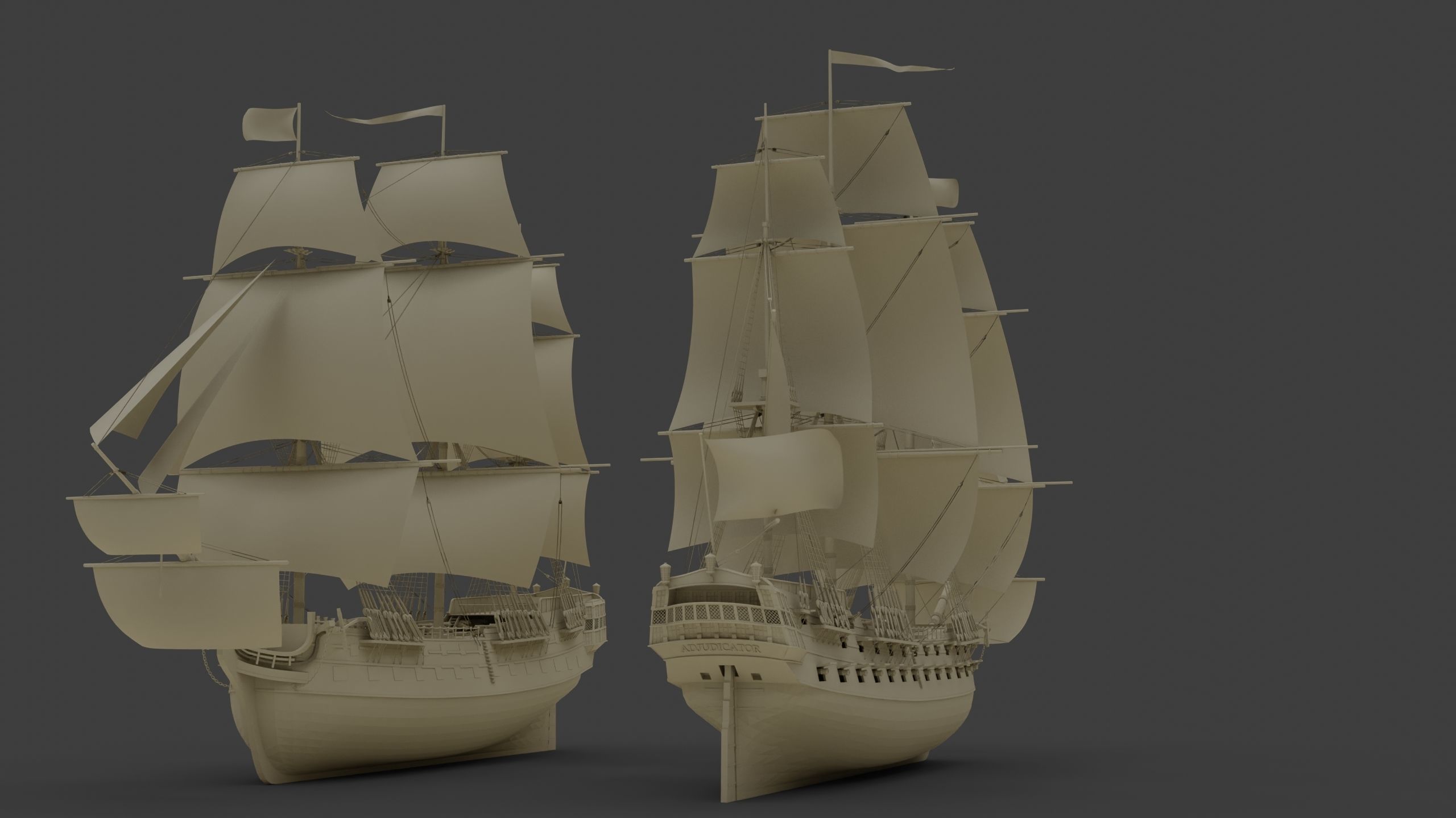 18th Century Man of War 3D model_21