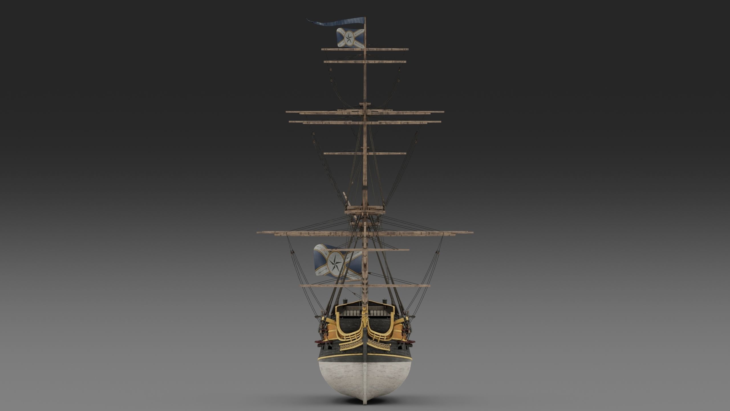18th Century Man of War 3D model_19
