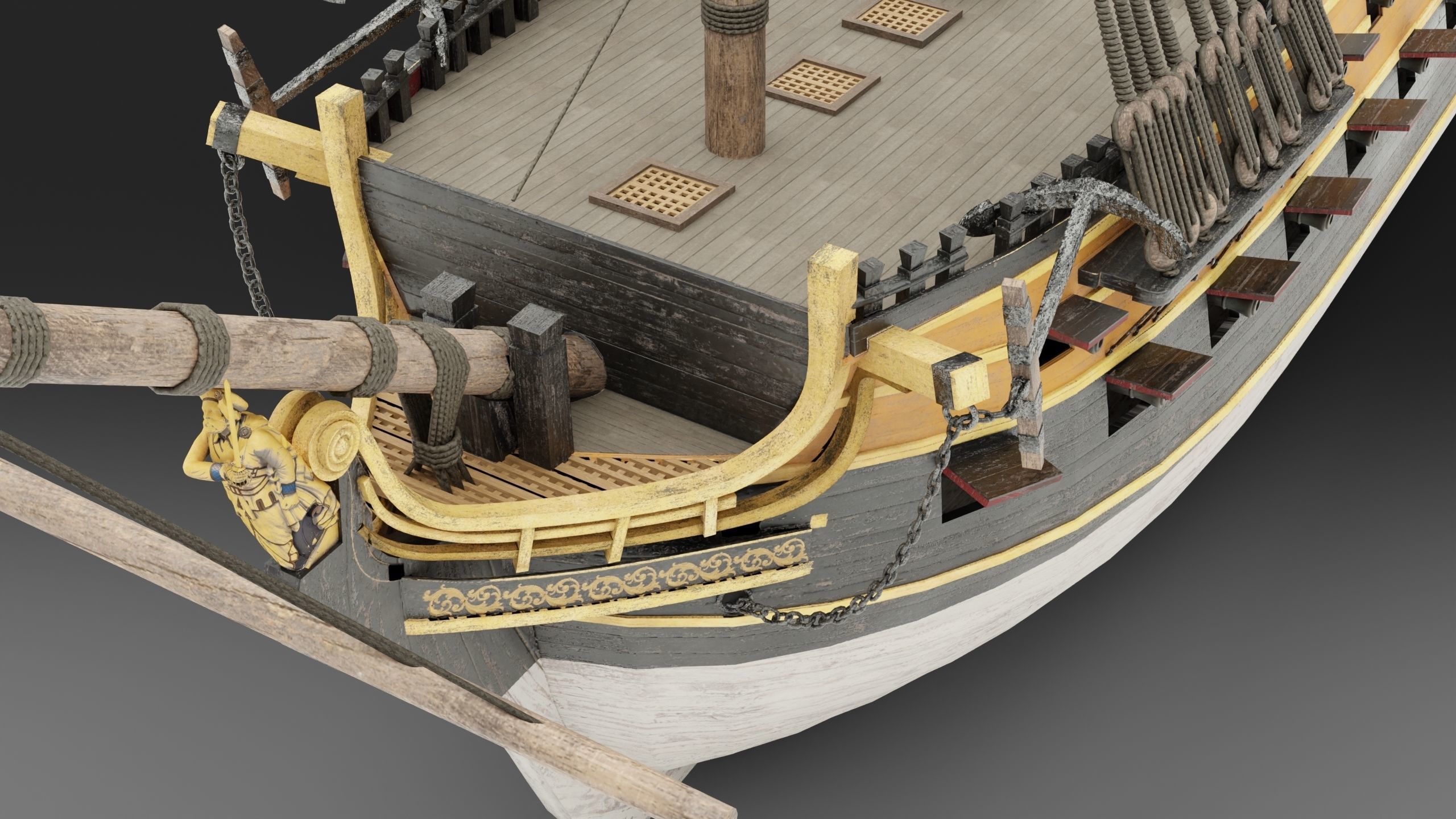 18th Century Man of War 3D model_15