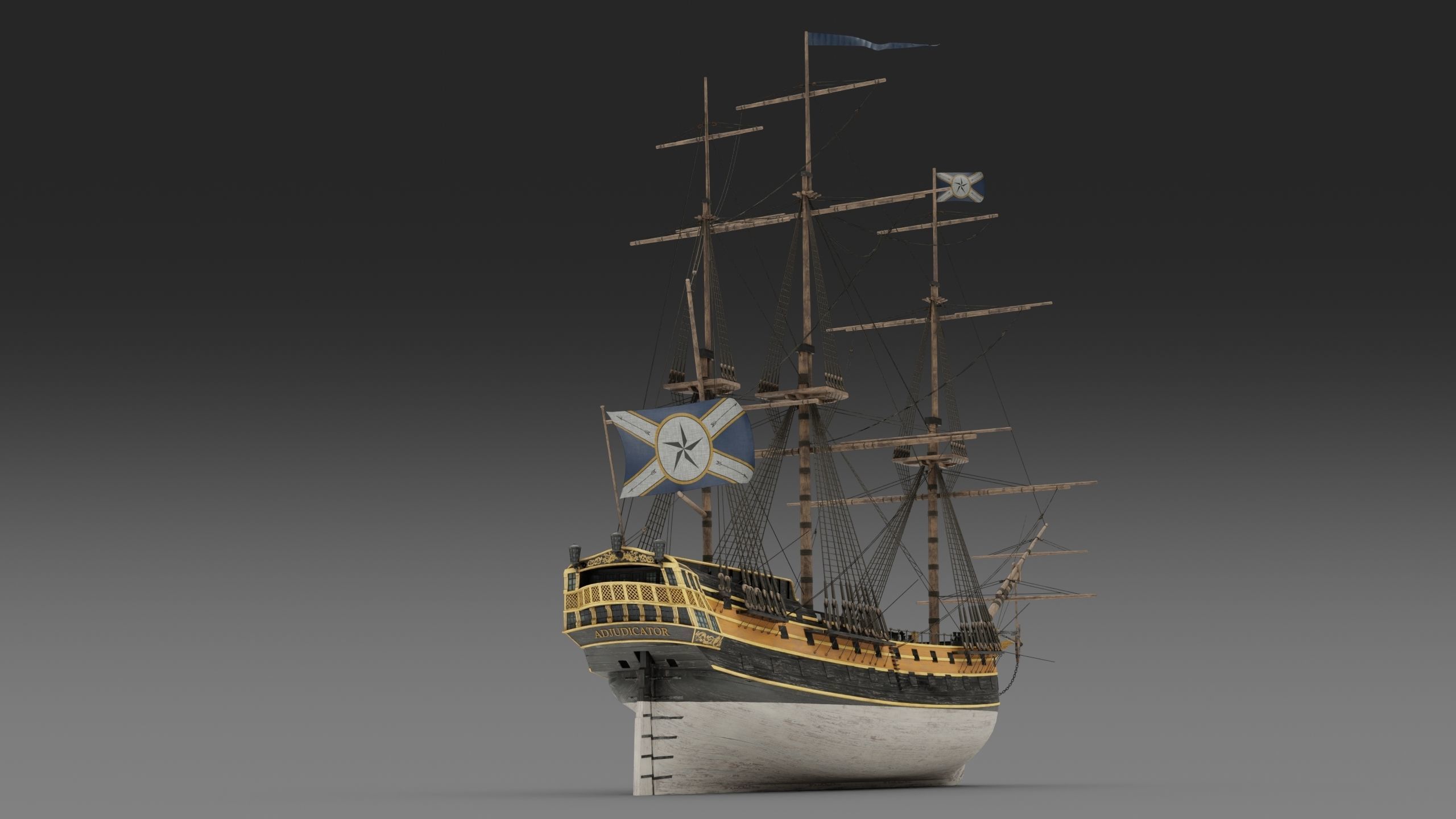 18th Century Man of War 3D model_9