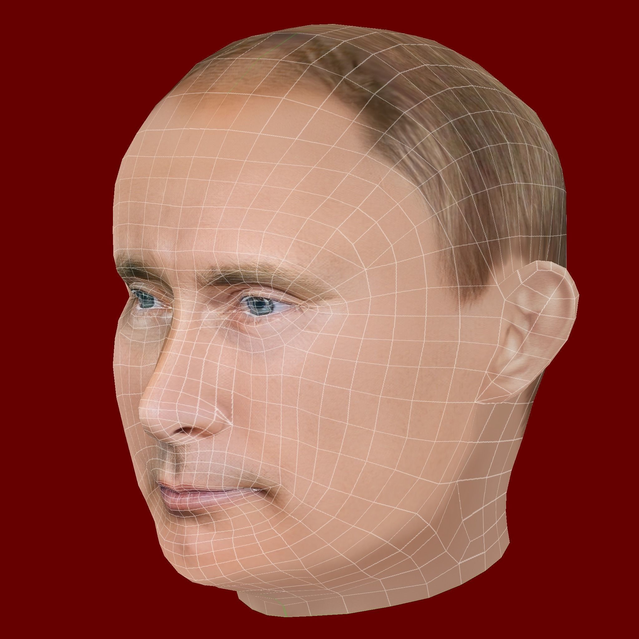 Low Poly Head of the President - Vladimir Putin Low-poly 3D model_7