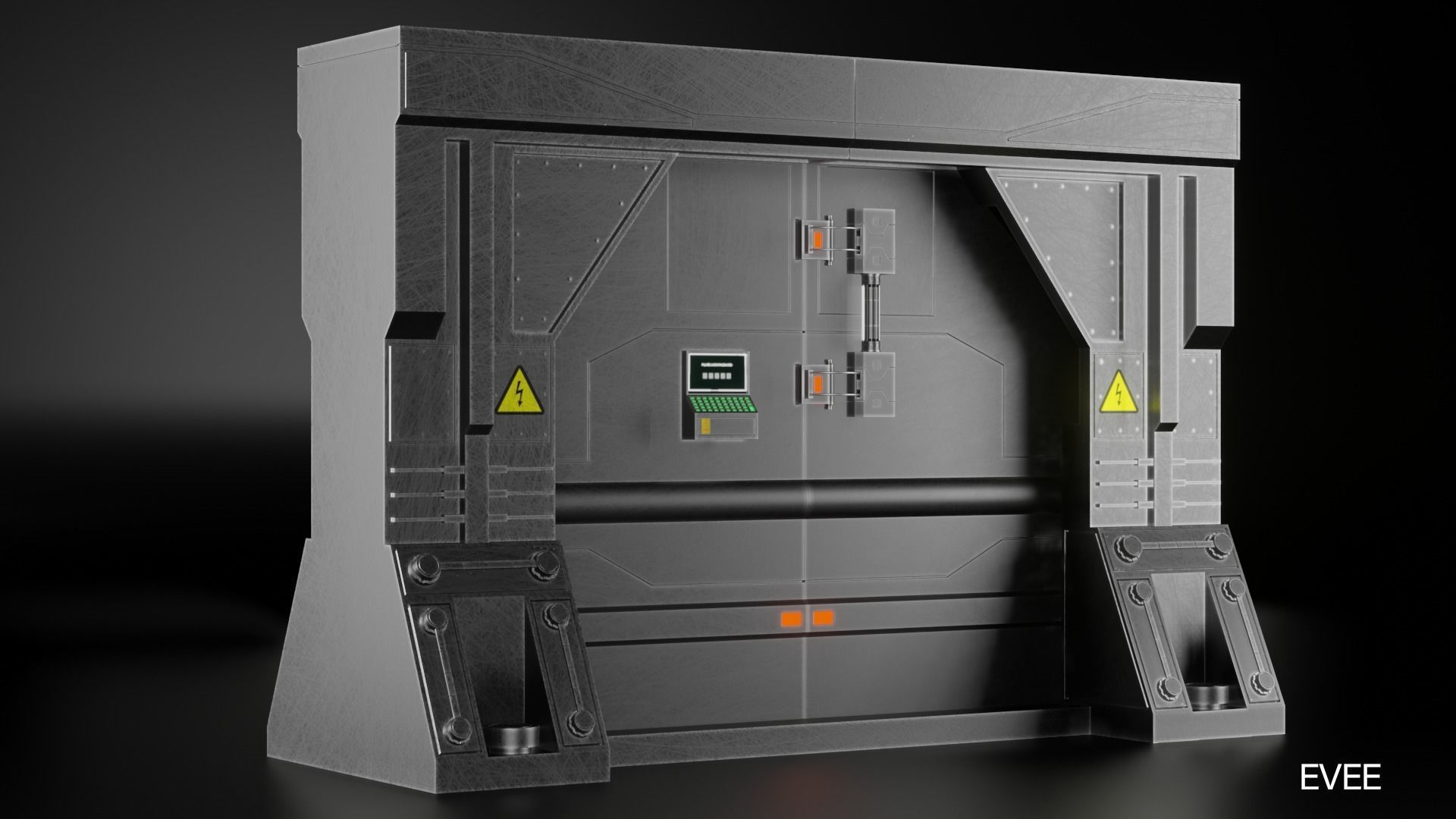 Sci Fi Door Free low-poly 3D model_11