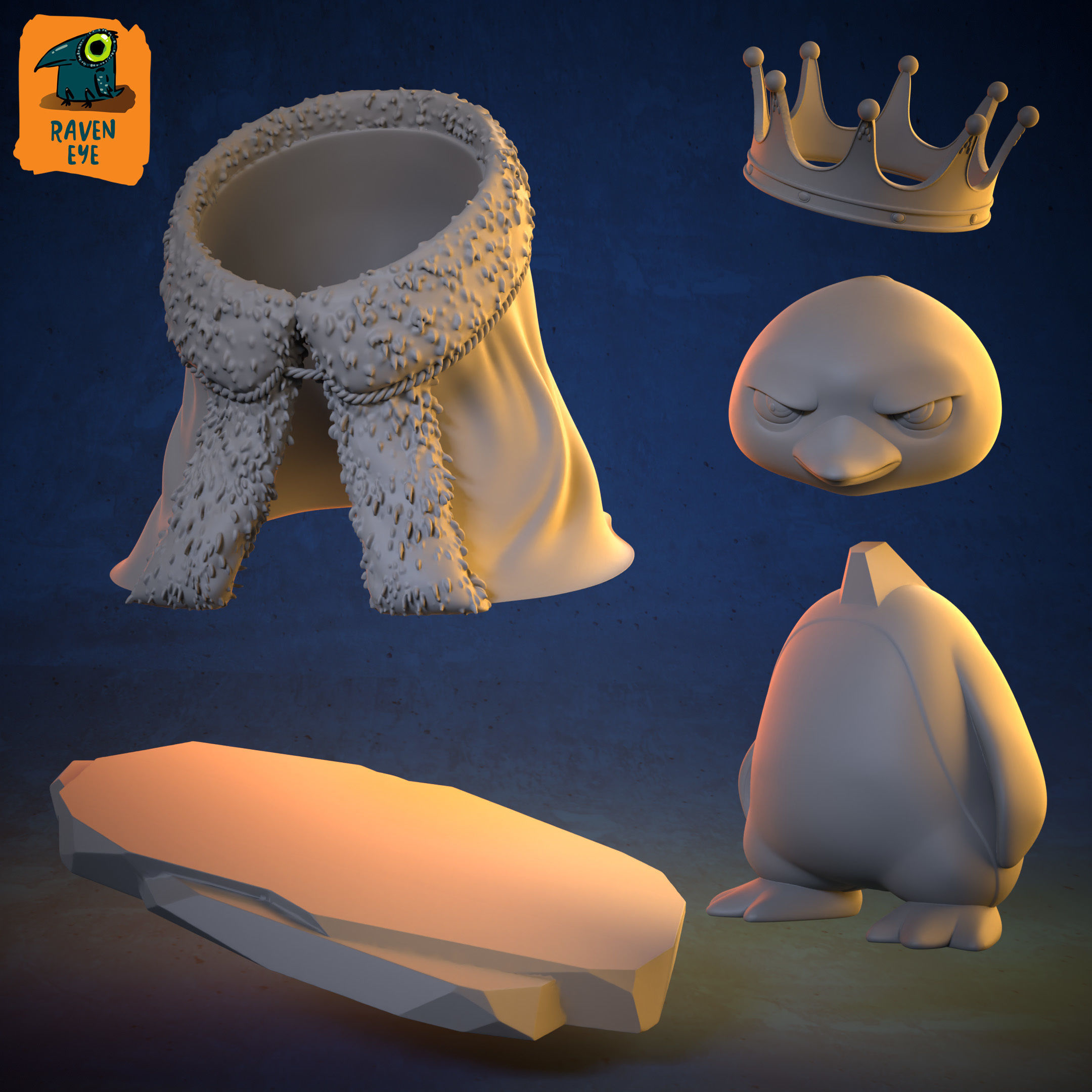 Penguin King Pre supported 3D print model_1